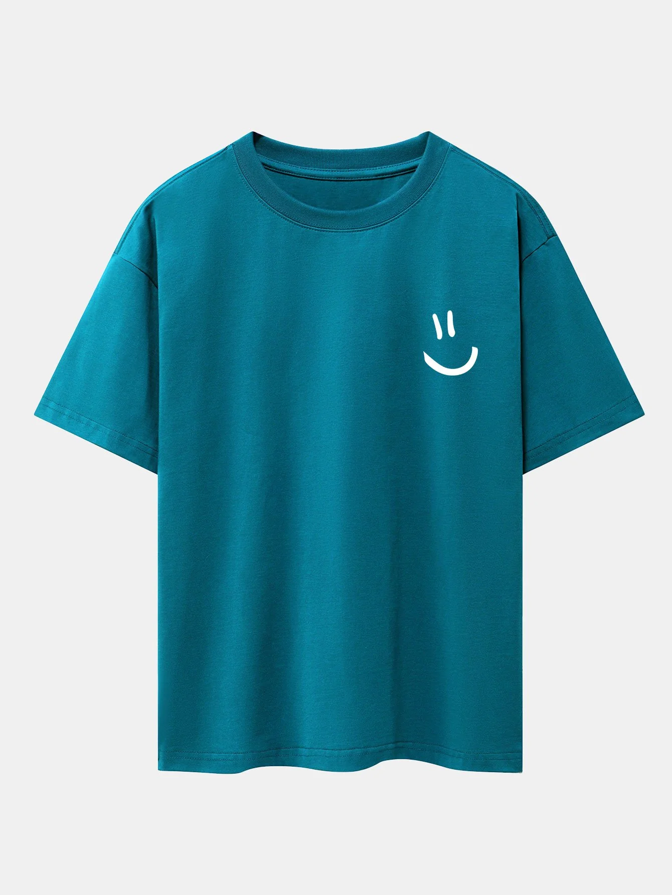 Smiley-Gesicht-Print Drop-Shoulder Oversize T-Shirt - Image 14