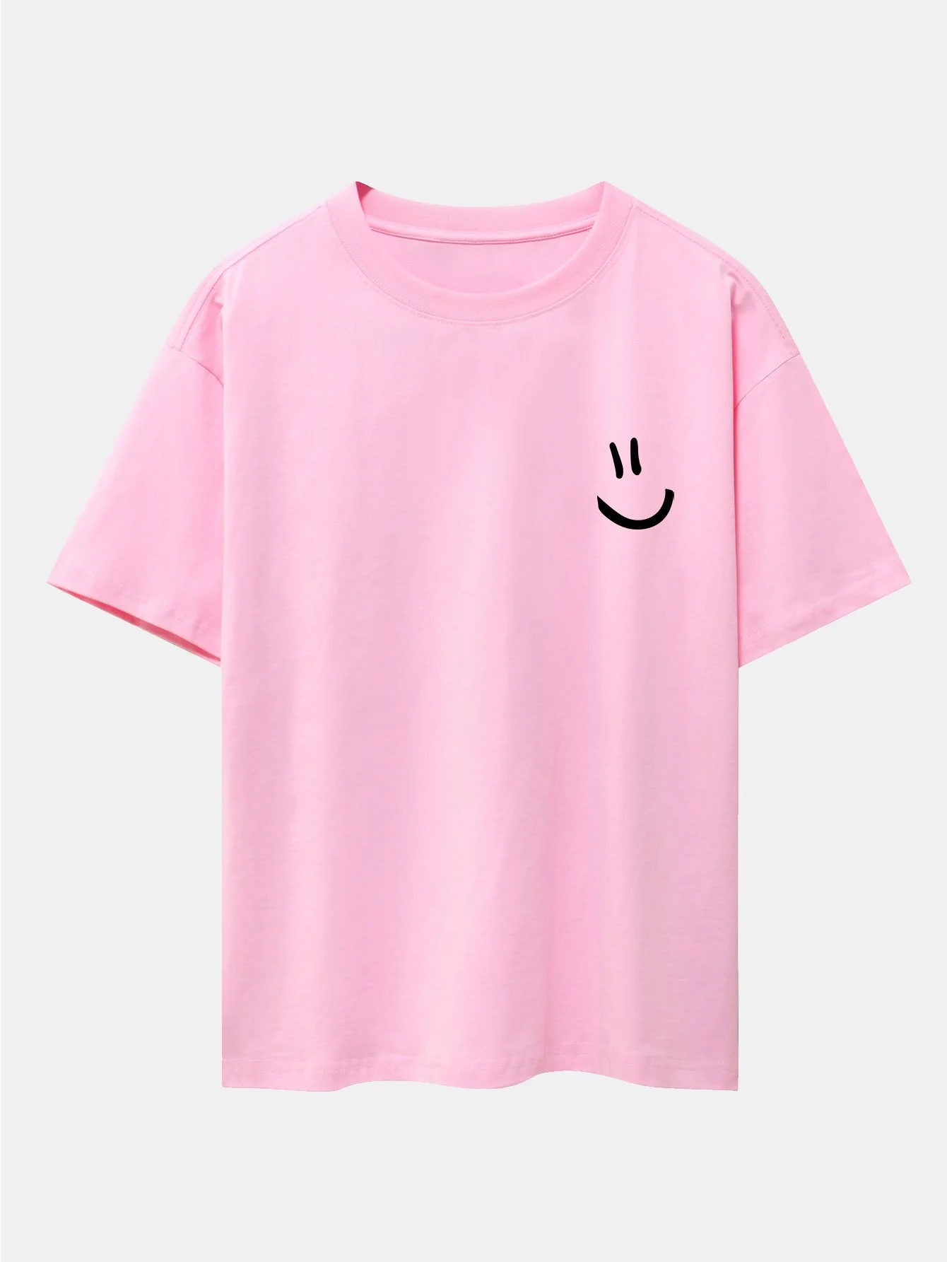 Smiley-Gesicht-Print Drop-Shoulder Oversize T-Shirt - Image 3