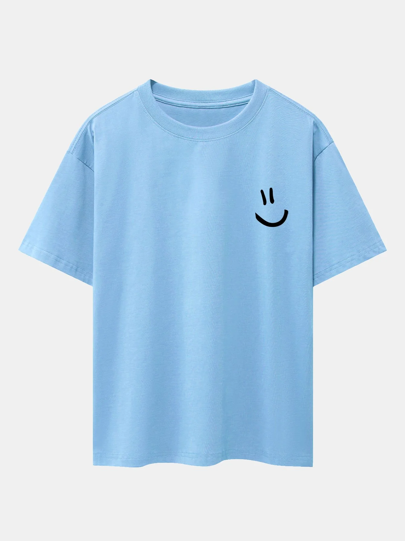 Smiley-Gesicht-Print Drop-Shoulder Oversize T-Shirt - Image 4