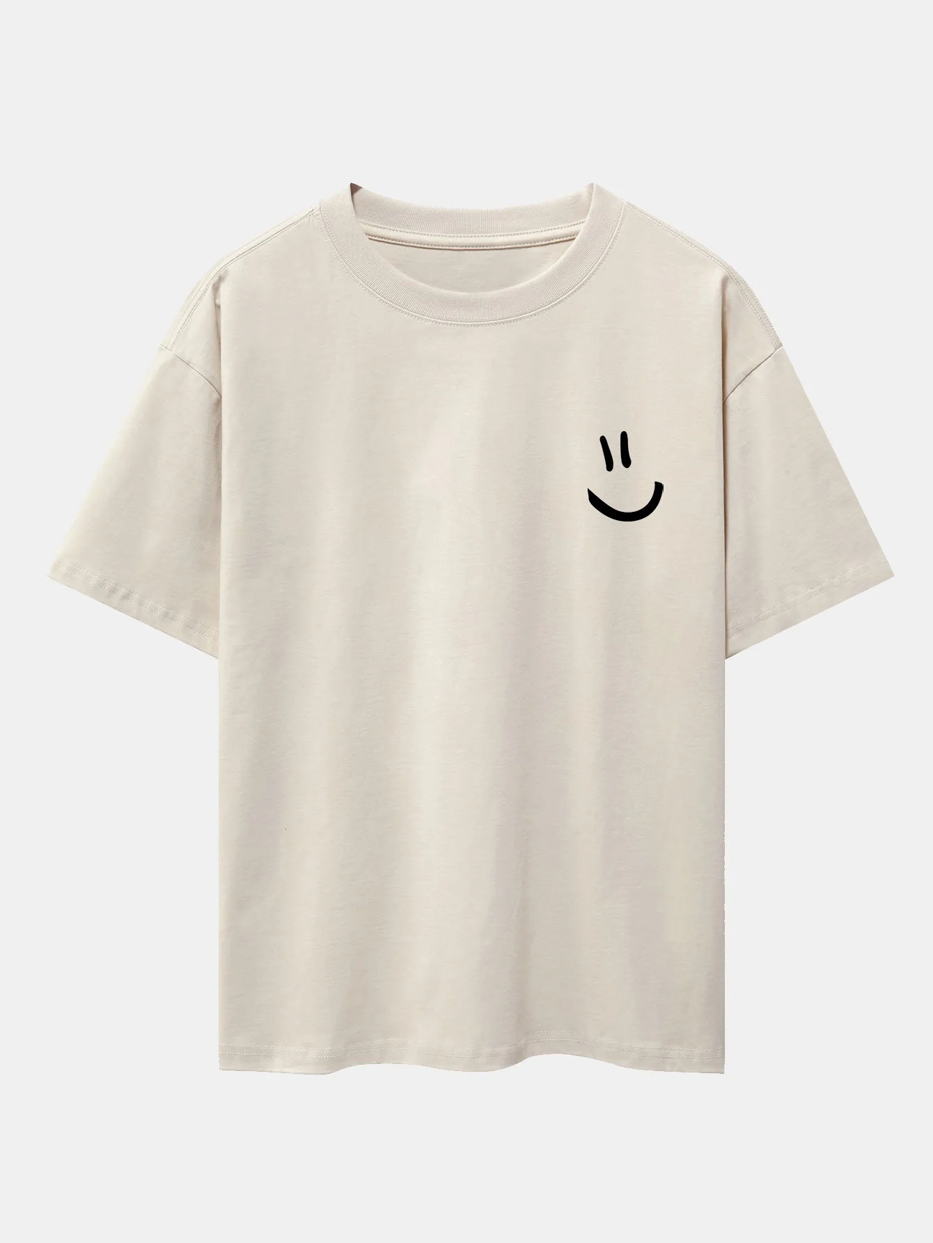 Smiley-Gesicht-Print Drop-Shoulder Oversize T-Shirt - Image 6