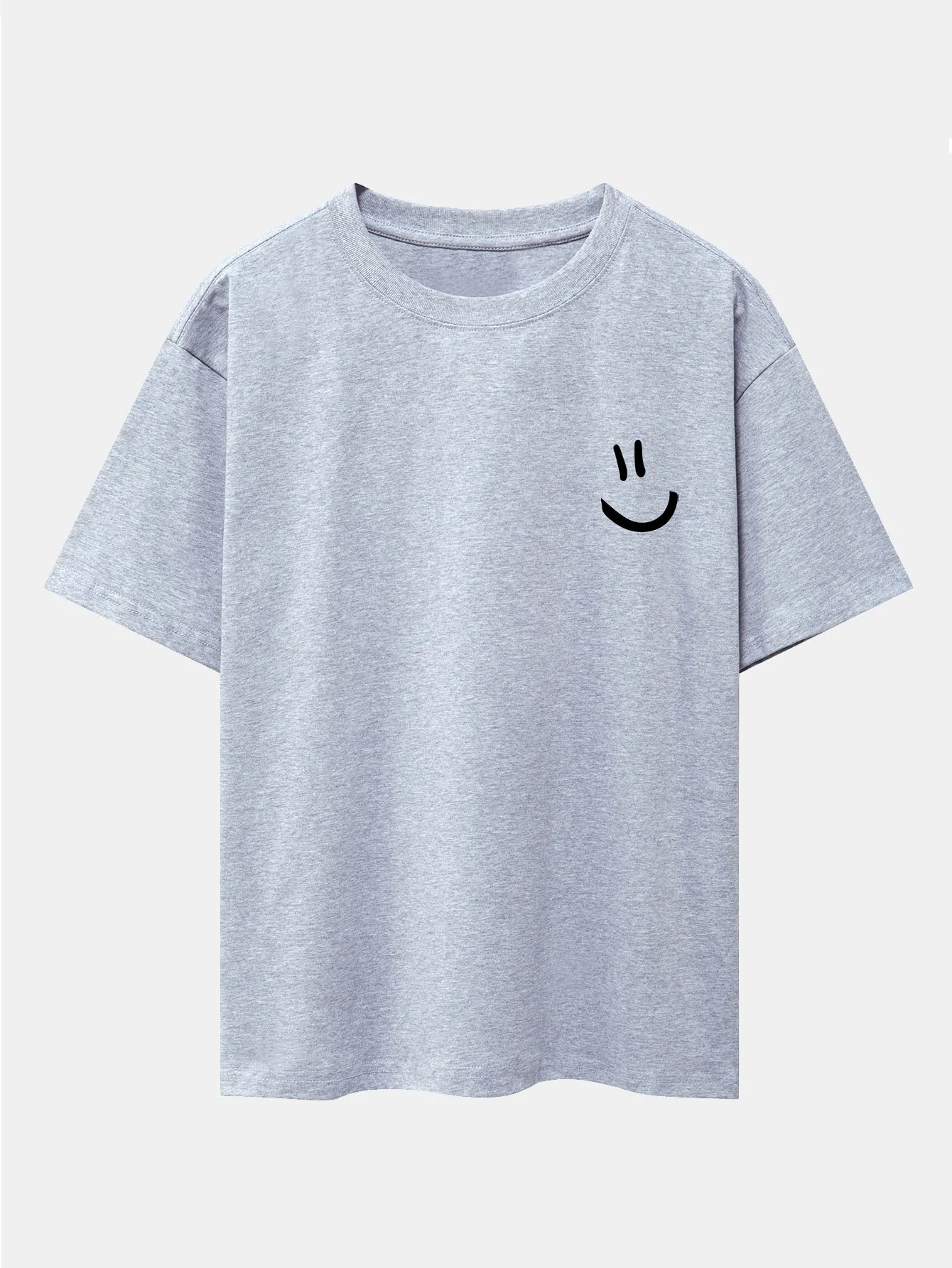 Smiley-Gesicht-Print Drop-Shoulder Oversize T-Shirt - Image 9