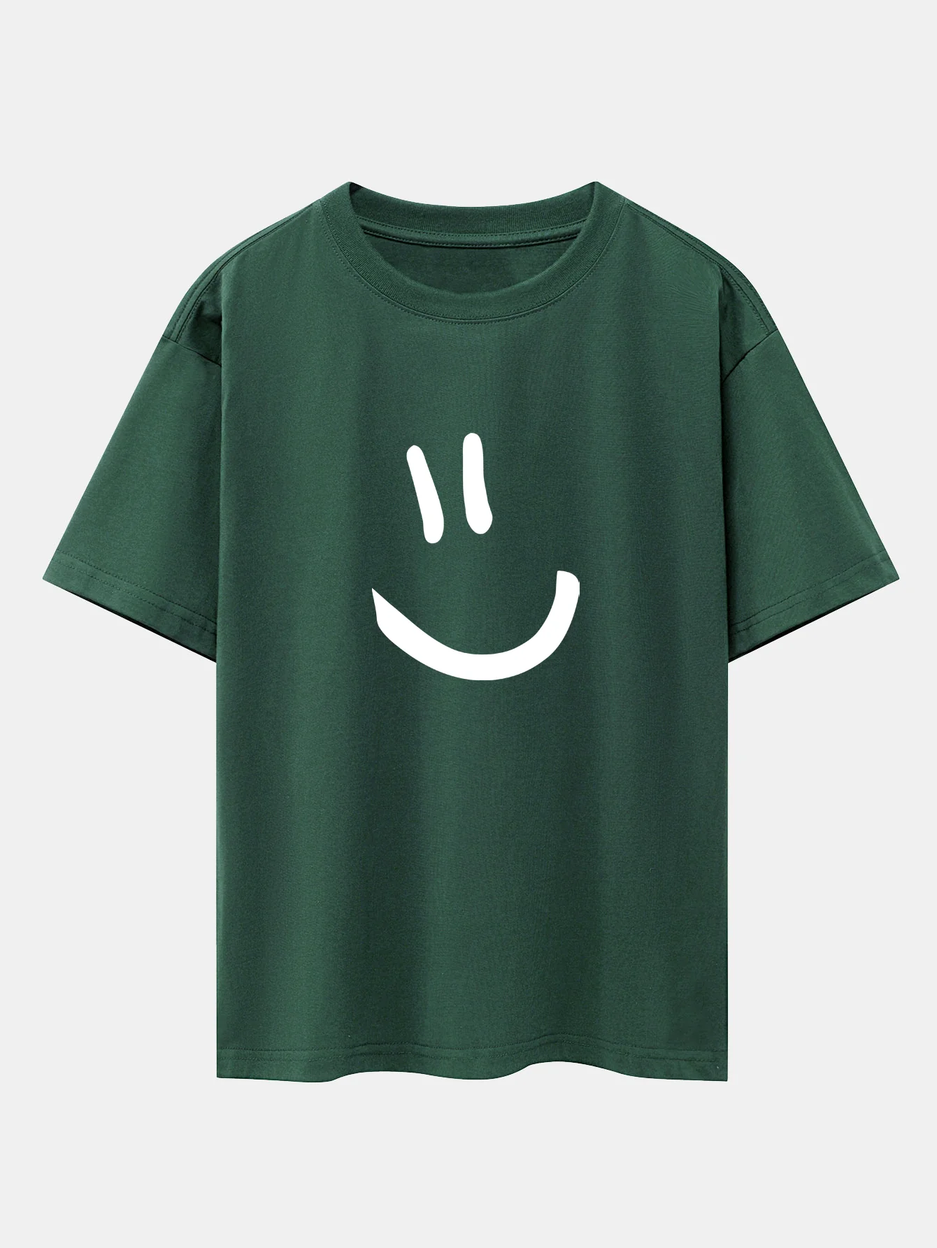 Smiley Face Print Drop Shoulder Oversize T-Shirt - Image 10