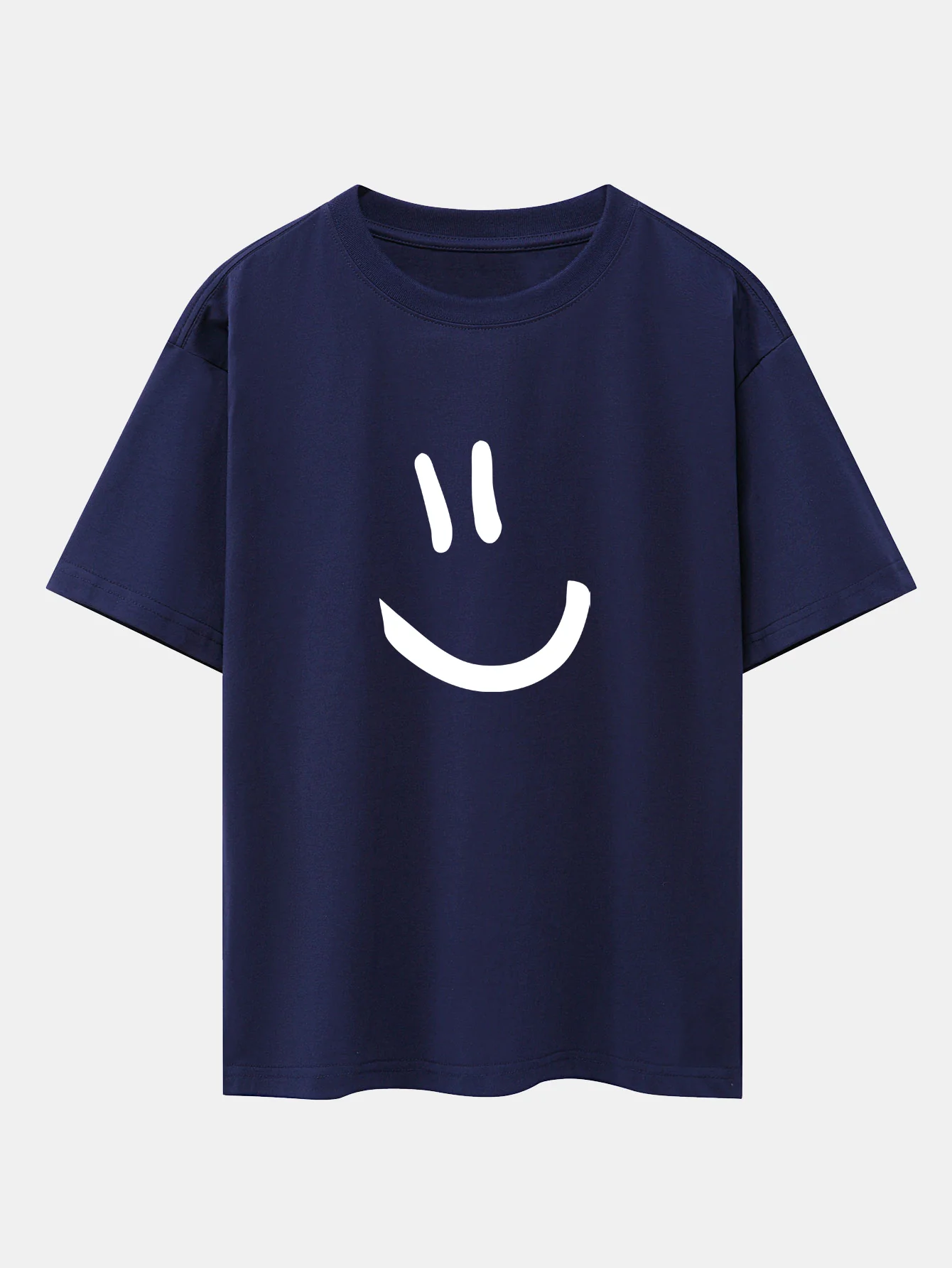 Smiley Face Print Drop Shoulder Oversize T-Shirt - Image 11