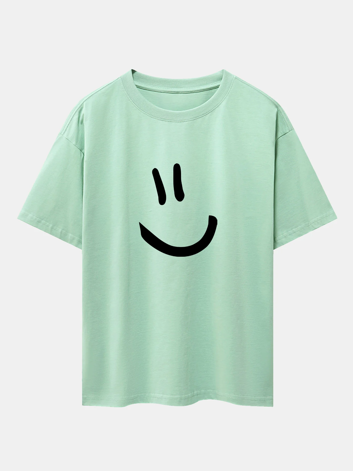 Smiley Face Print Drop Shoulder Oversize T-Shirt - Image 12