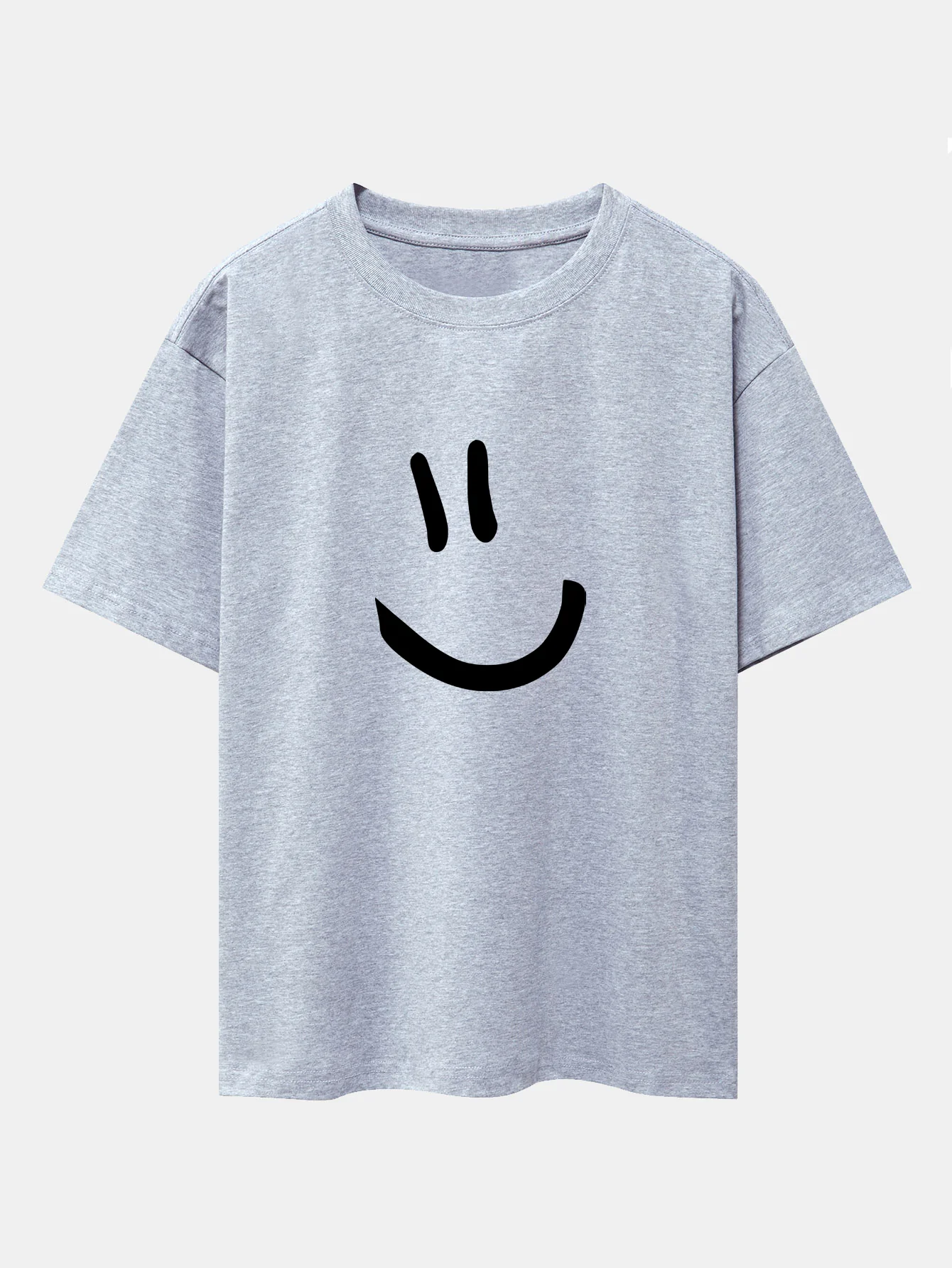 Smiley Face Print Drop Shoulder Oversize T-Shirt - Image 13