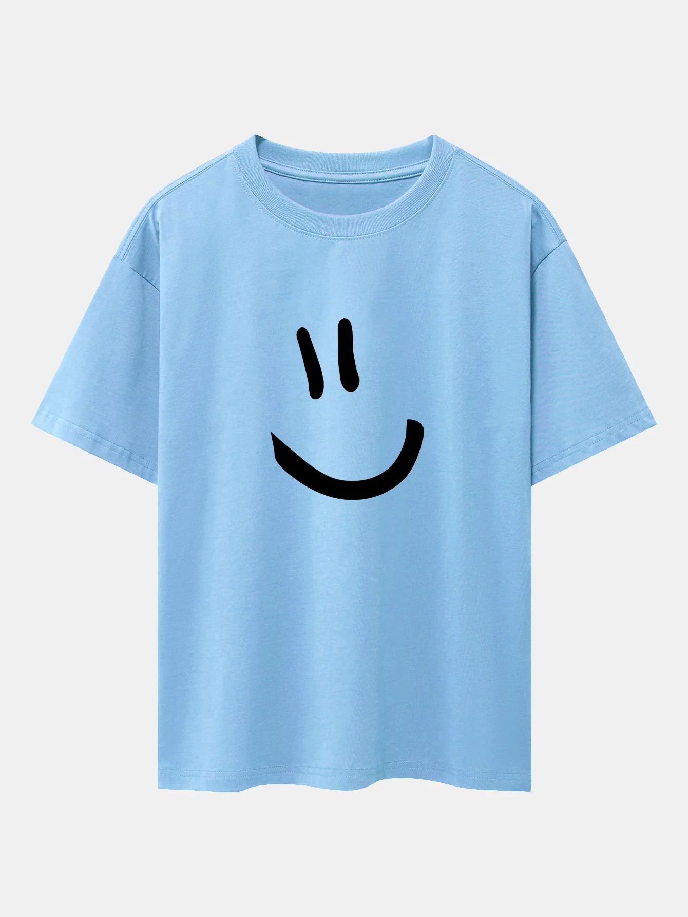 Smiley Face Print Drop Shoulder Oversize T-Shirt - Image 14