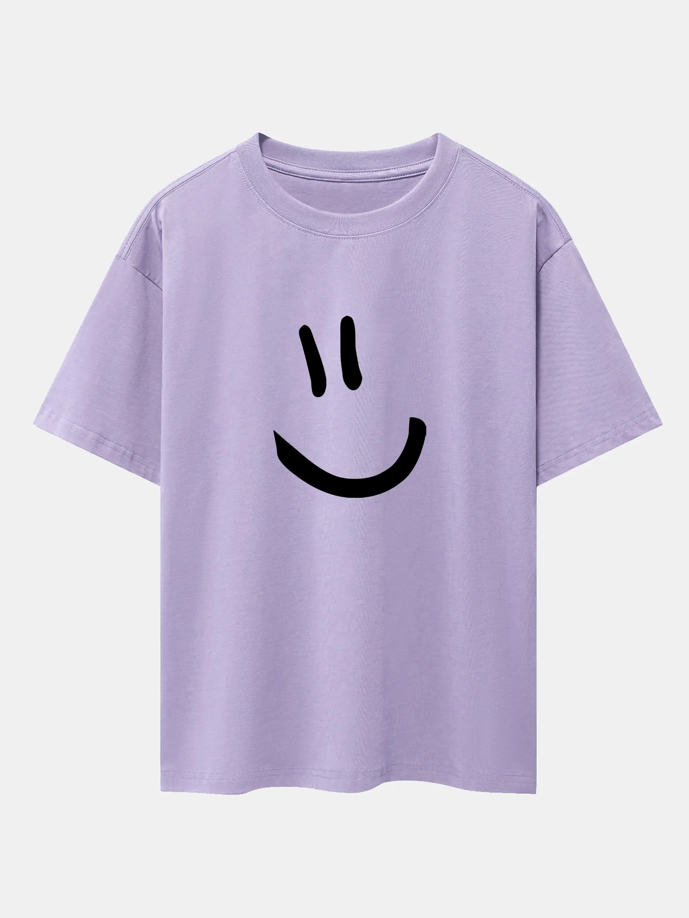Smiley Face Print Drop Shoulder Oversize T-Shirt - Image 15