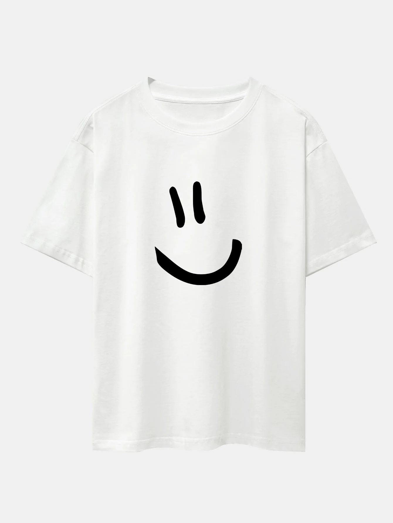 Smiley Face Print Drop Shoulder Oversize T-Shirt - Image 2