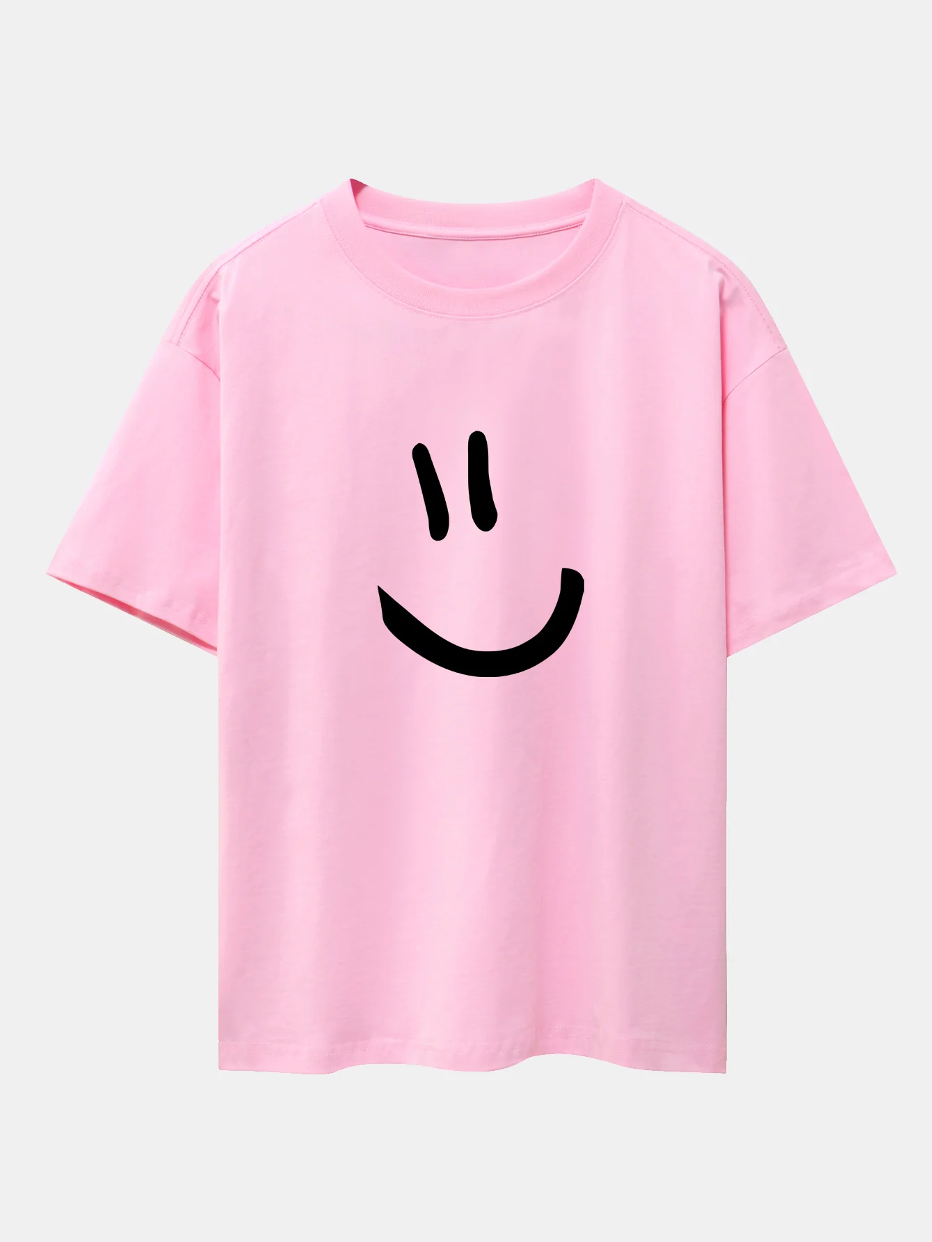 Smiley Face Print Drop Shoulder Oversize T-Shirt - Image 3