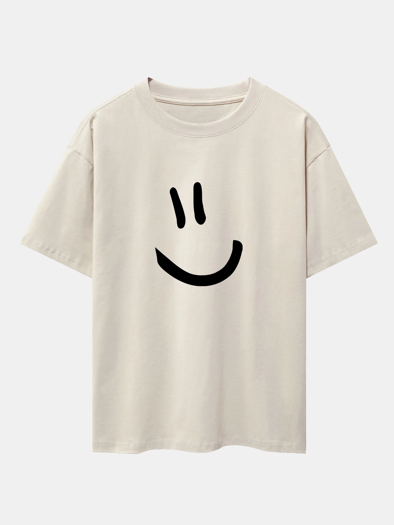 Smiley Face Print Drop Shoulder Oversize T-Shirt - Image 4