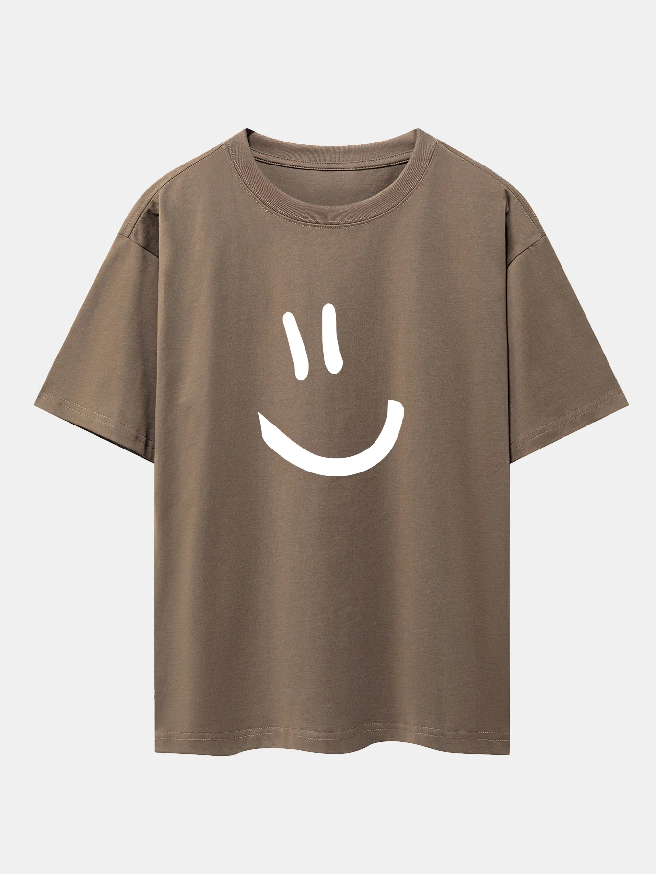 Smiley Face Print Drop Shoulder Oversize T-Shirt - Image 6