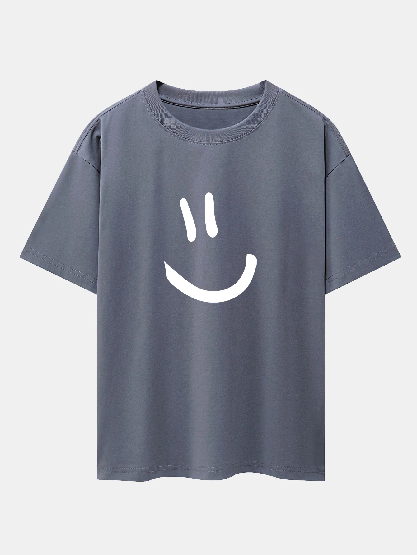 Smiley Face Print Drop Shoulder Oversize T-Shirt - Image 7