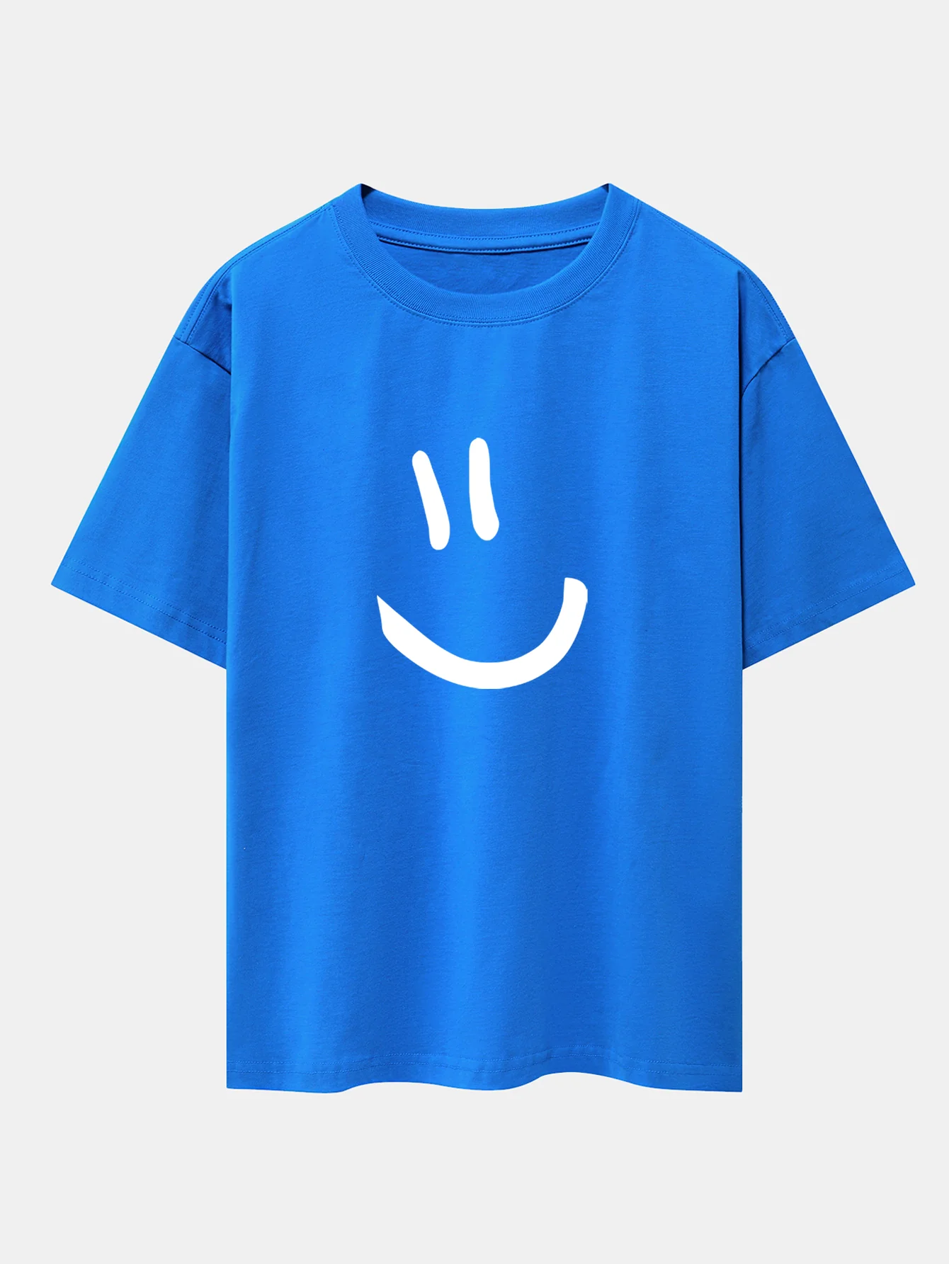 Smiley Face Print Drop Shoulder Oversize T-Shirt - Image 8