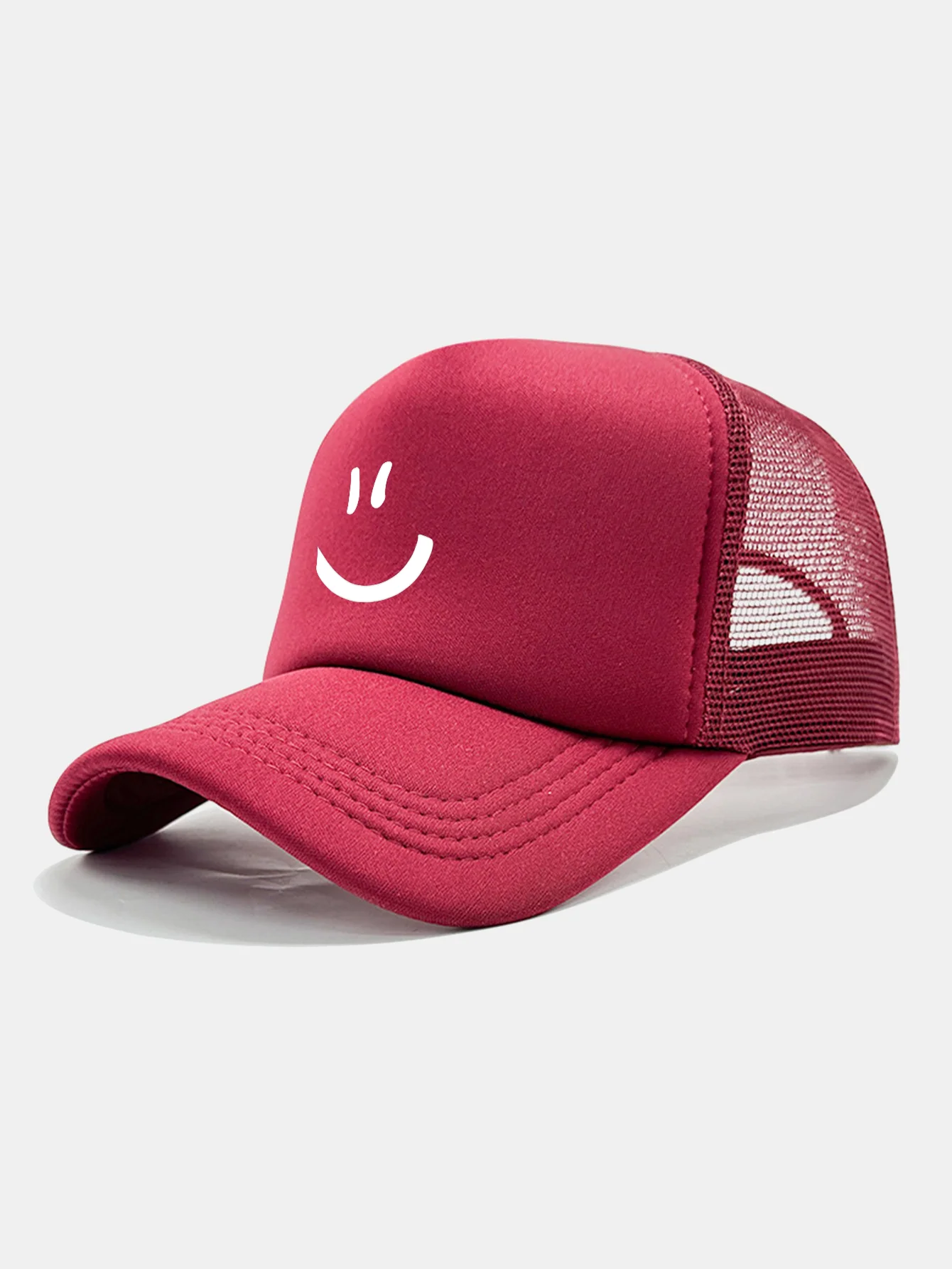 Smiley Face Print Mesh Baseball Cap - Image 10