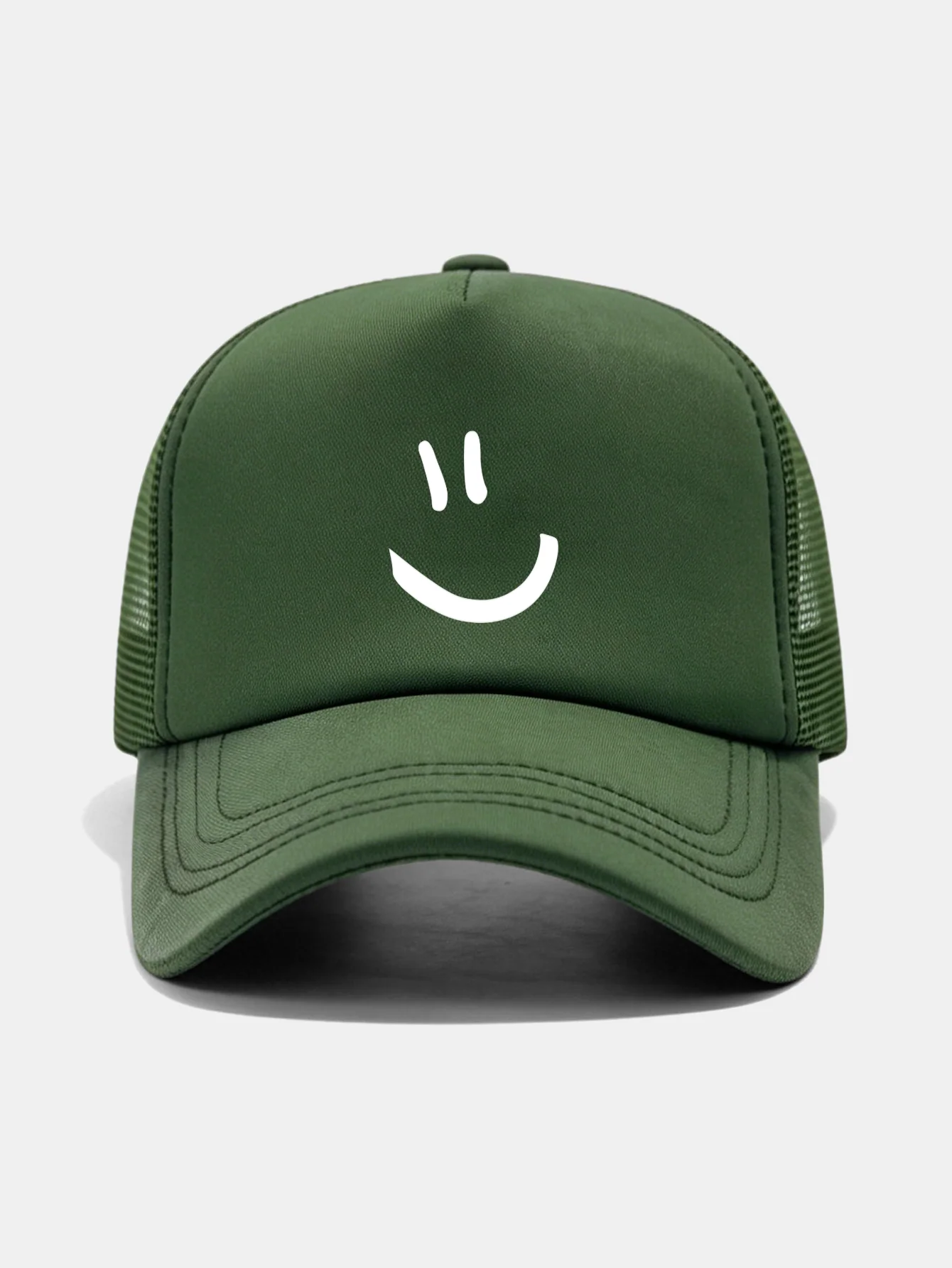 Smiley Face Print Mesh Baseball Cap - Image 11