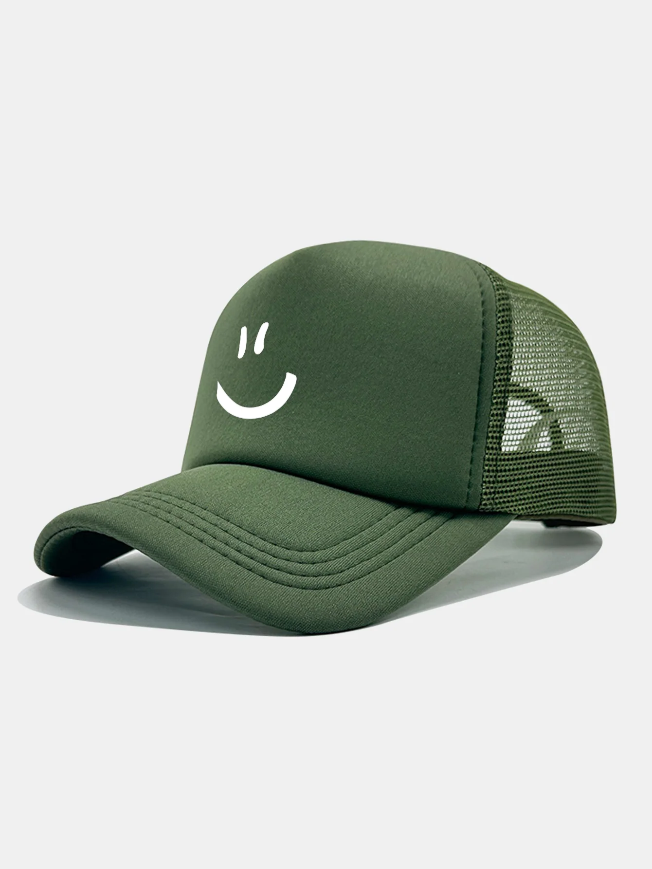 Smiley Face Print Mesh Baseball Cap - Image 12