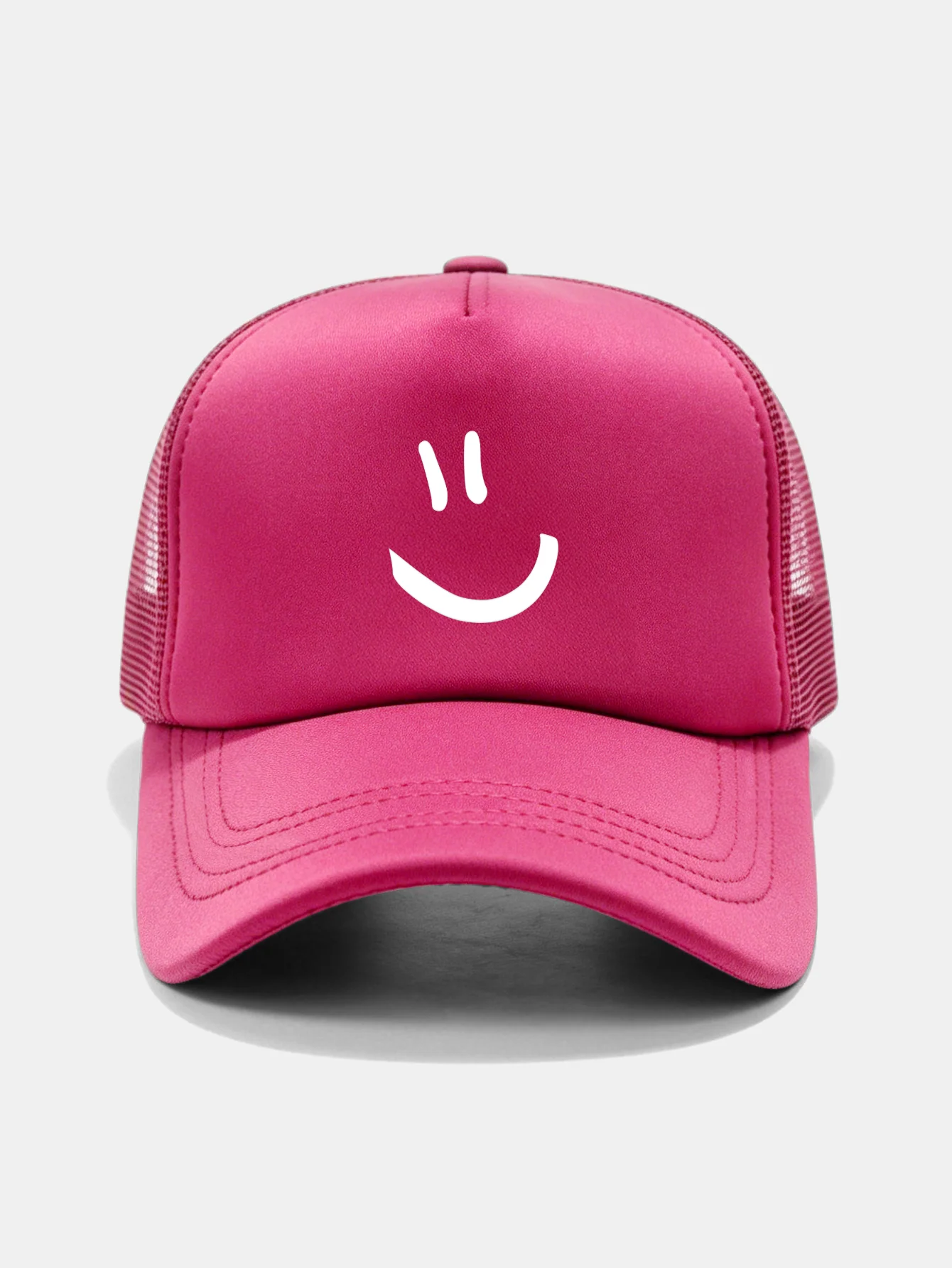 Smiley Face Print Mesh Baseball Cap - Image 13