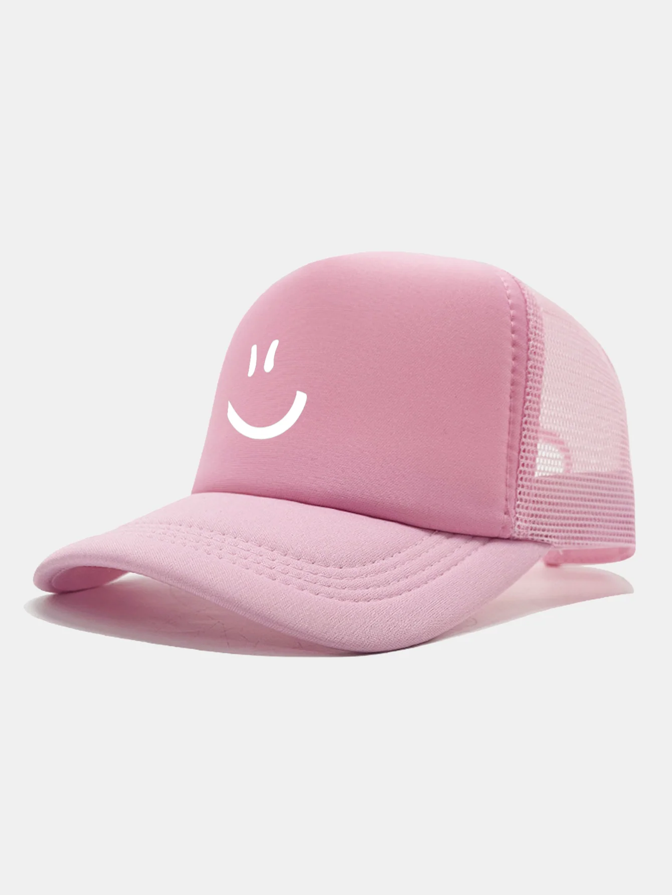 Smiley Face Print Mesh Baseball Cap - Image 16