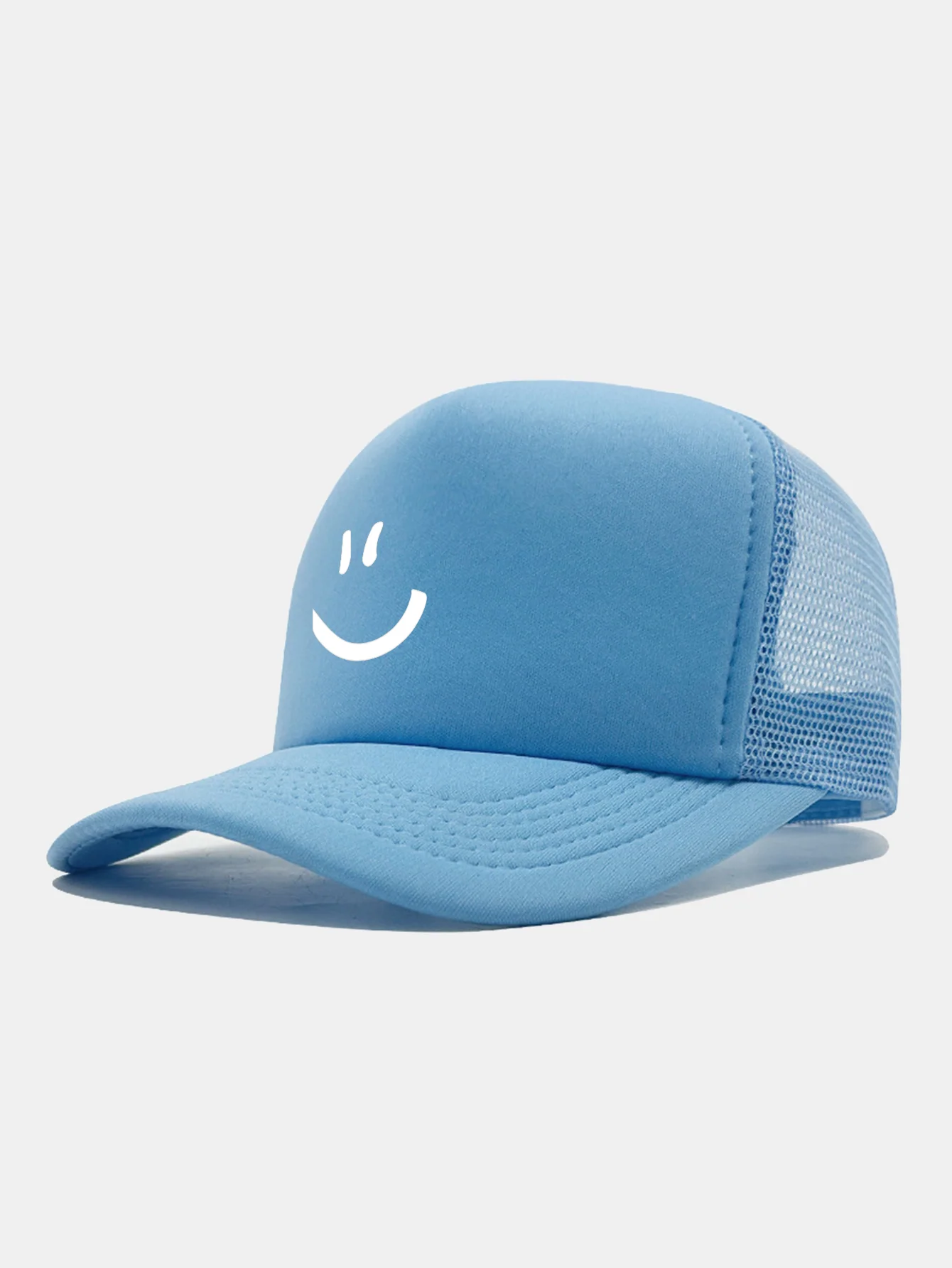 Smiley Face Print Mesh Baseball Cap - Image 18