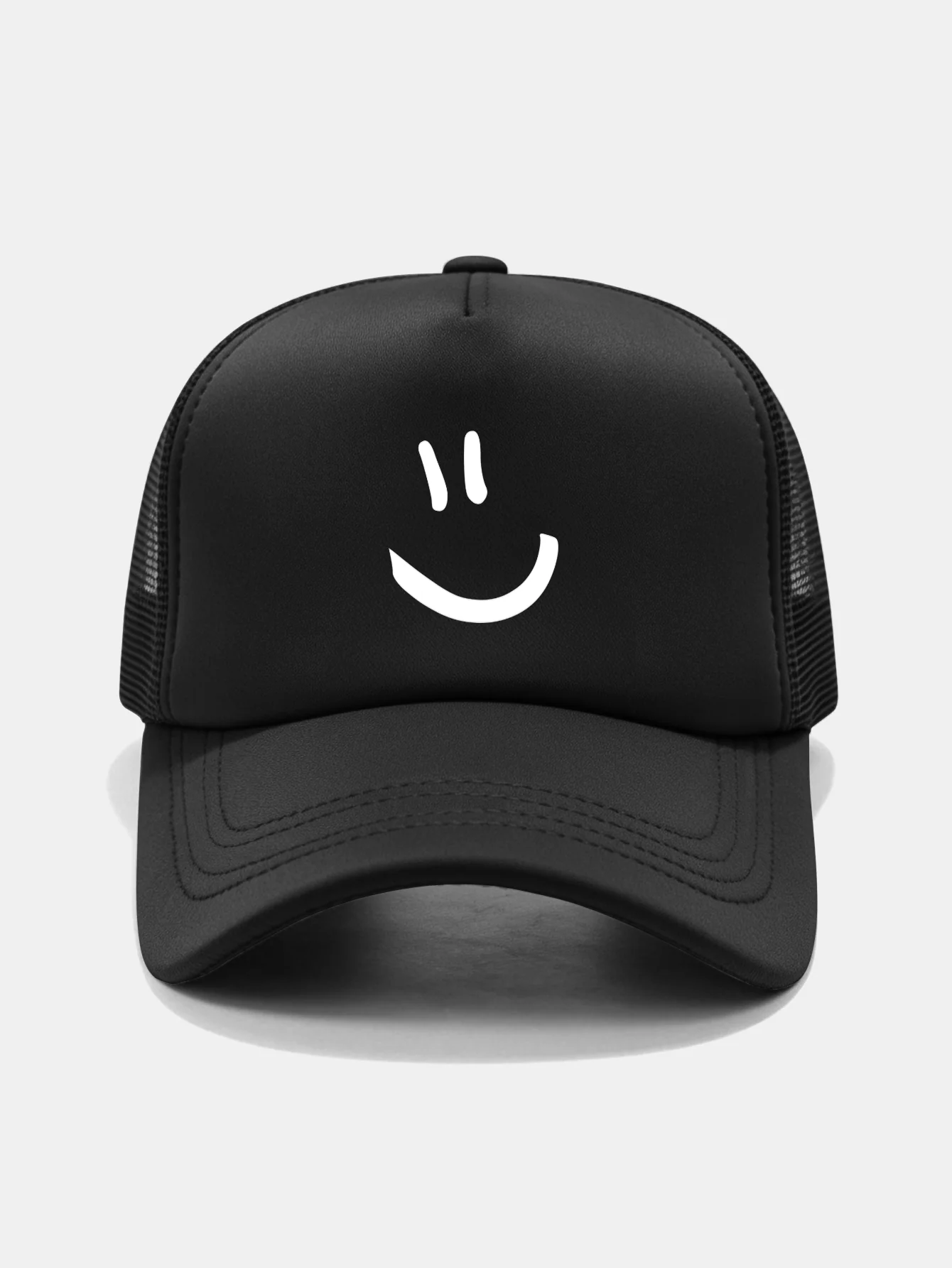 Smiley Face Print Mesh Baseball Cap - Image 5