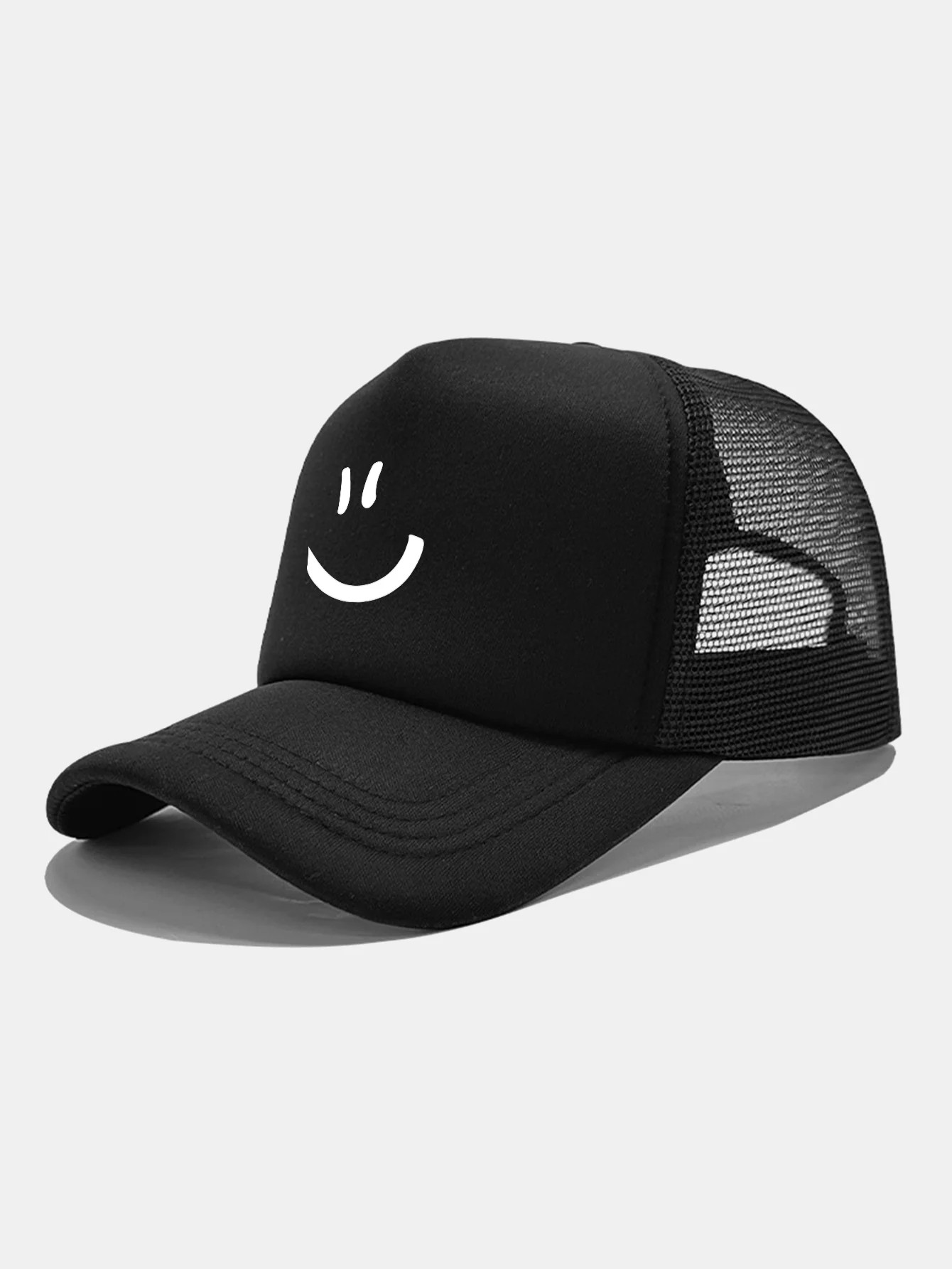 Smiley Face Print Mesh Baseball Cap - Image 6