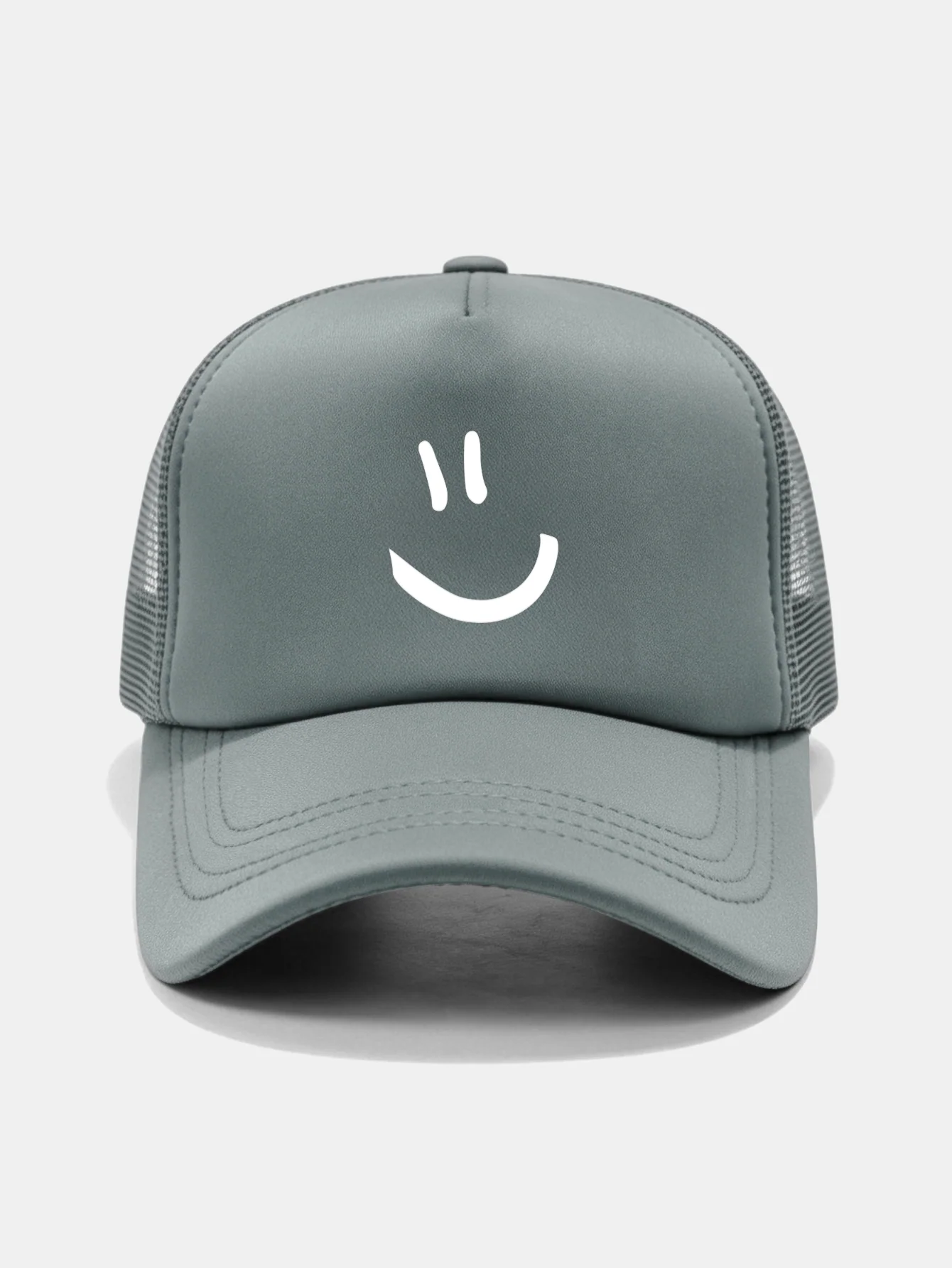 Smiley Face Print Mesh Baseball Cap - Image 7