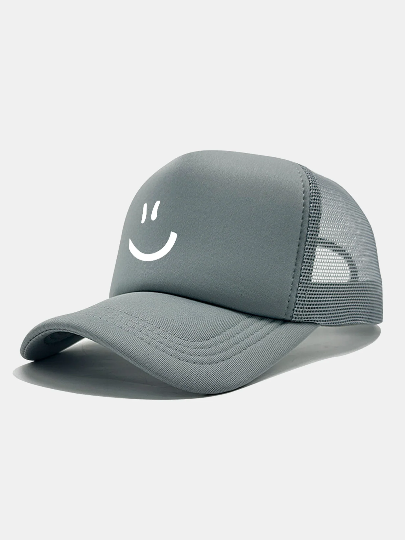 Smiley Face Print Mesh Baseball Cap - Image 8