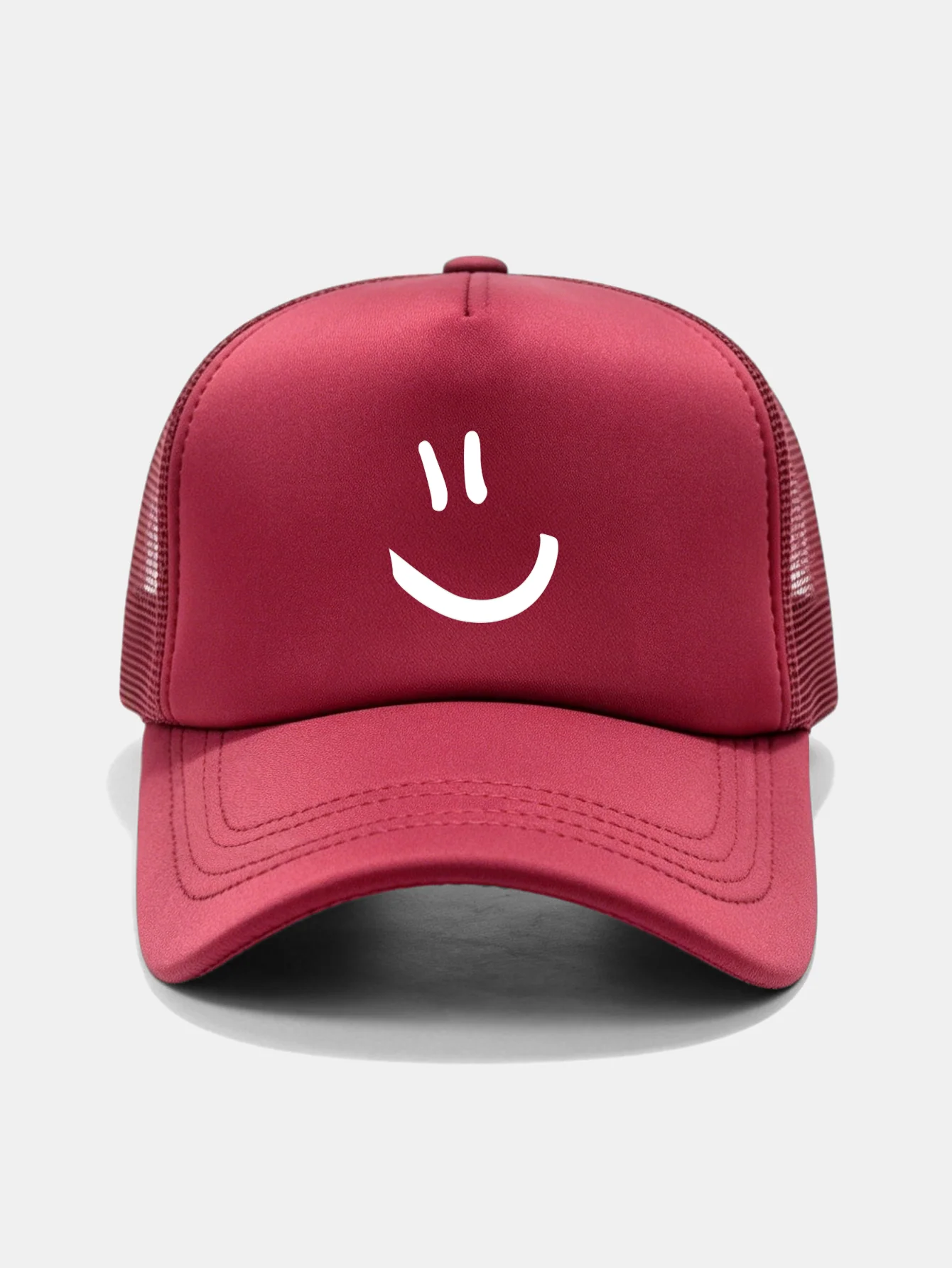Smiley Face Print Mesh Baseball Cap - Image 9
