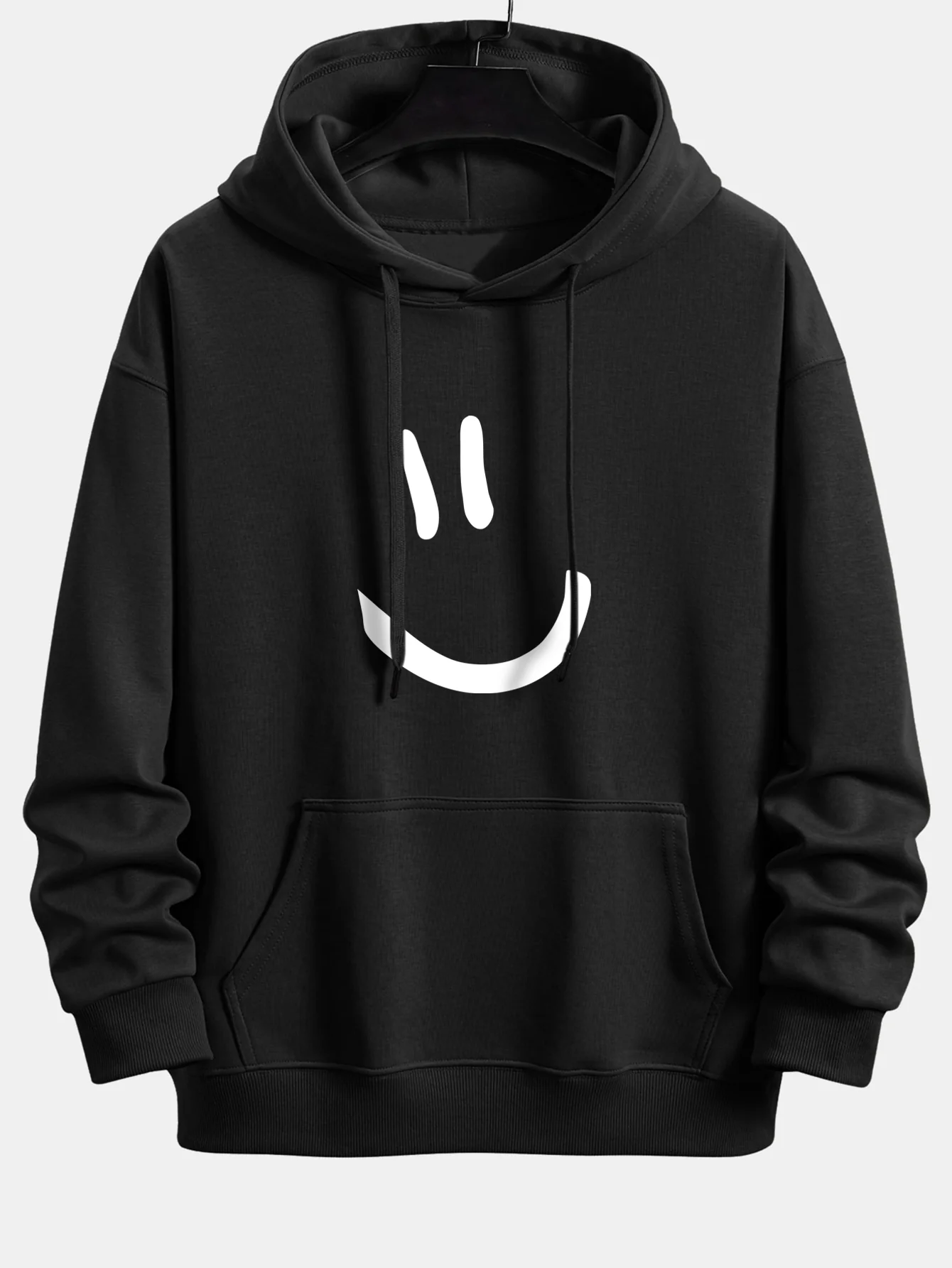 Smiley Face Print Relax Fit Hoodie - Image 3
