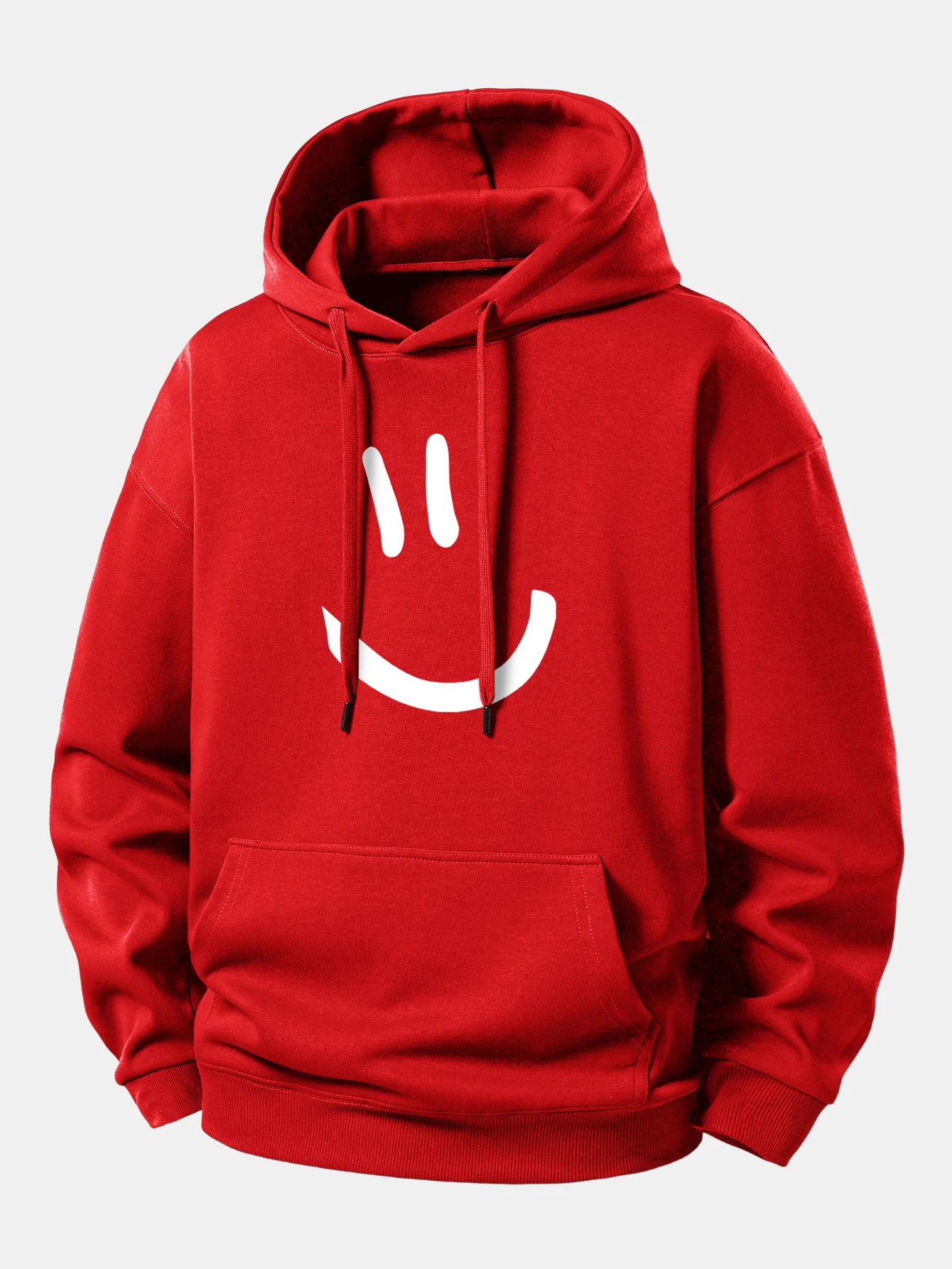 Smiley Face Print Relax Fit Hoodie - Image 11