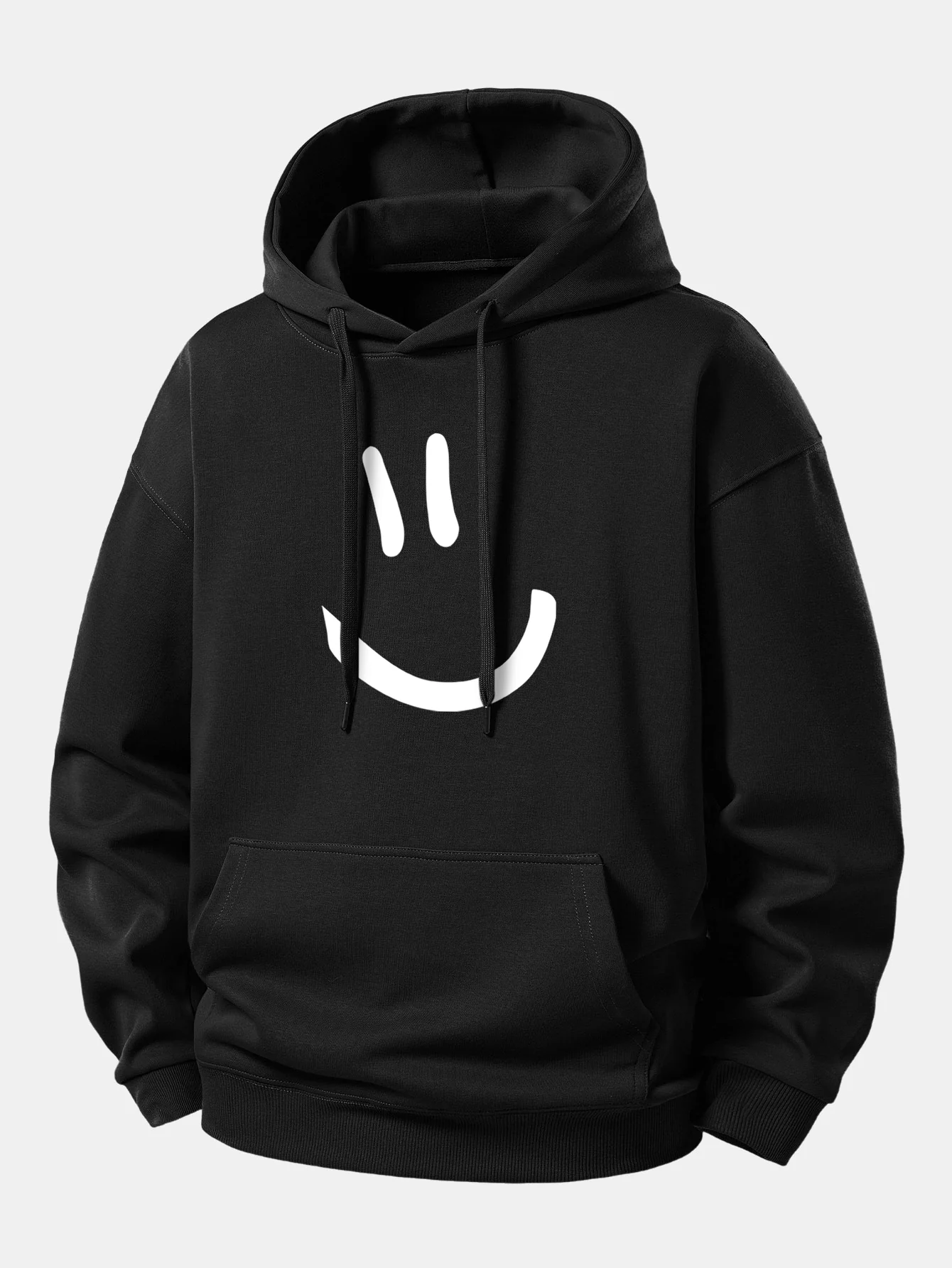 Smiley Face Print Relax Fit Hoodie - Image 3