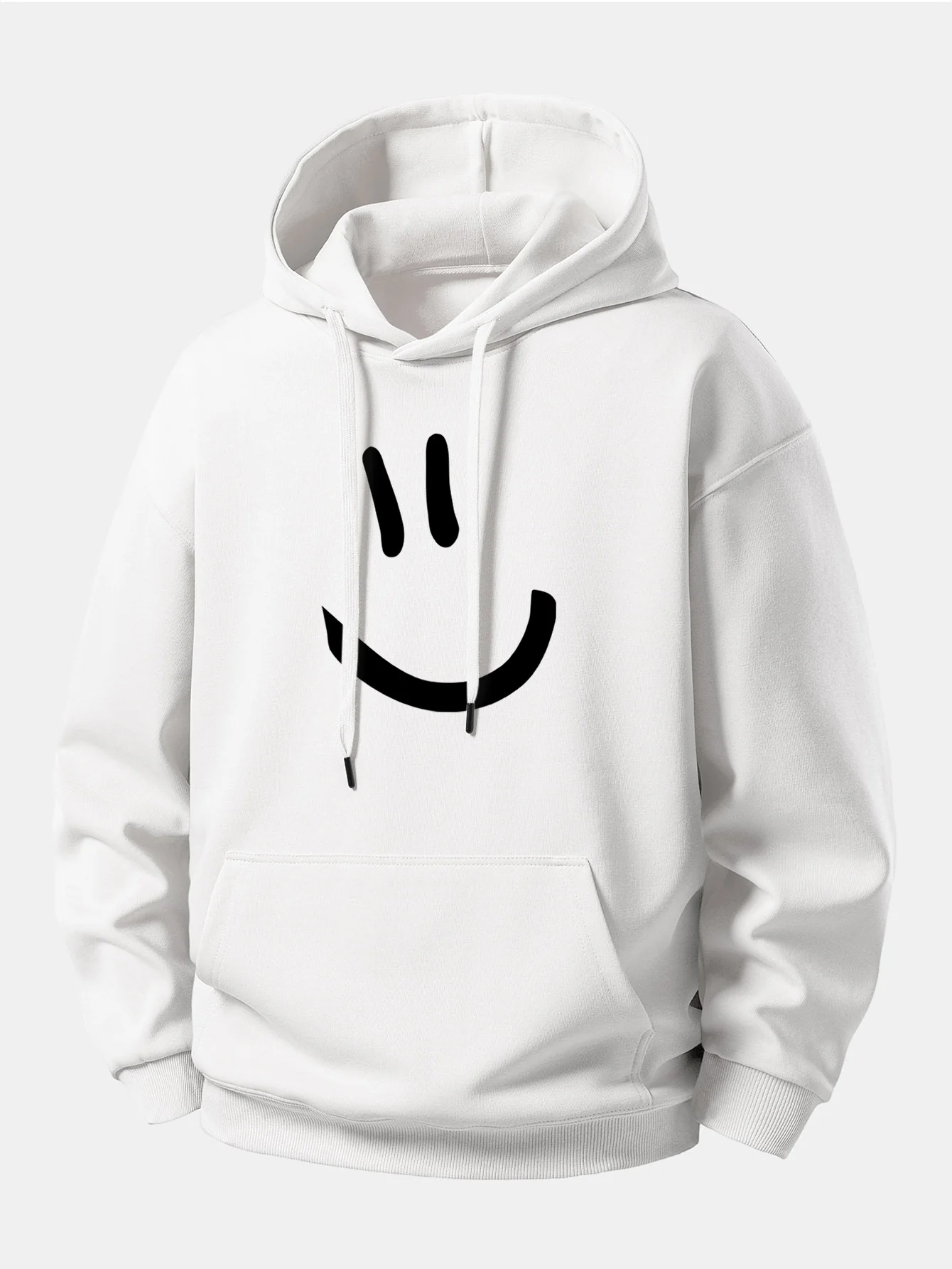 Smiley Face Print Relax Fit Hoodie - Image 4