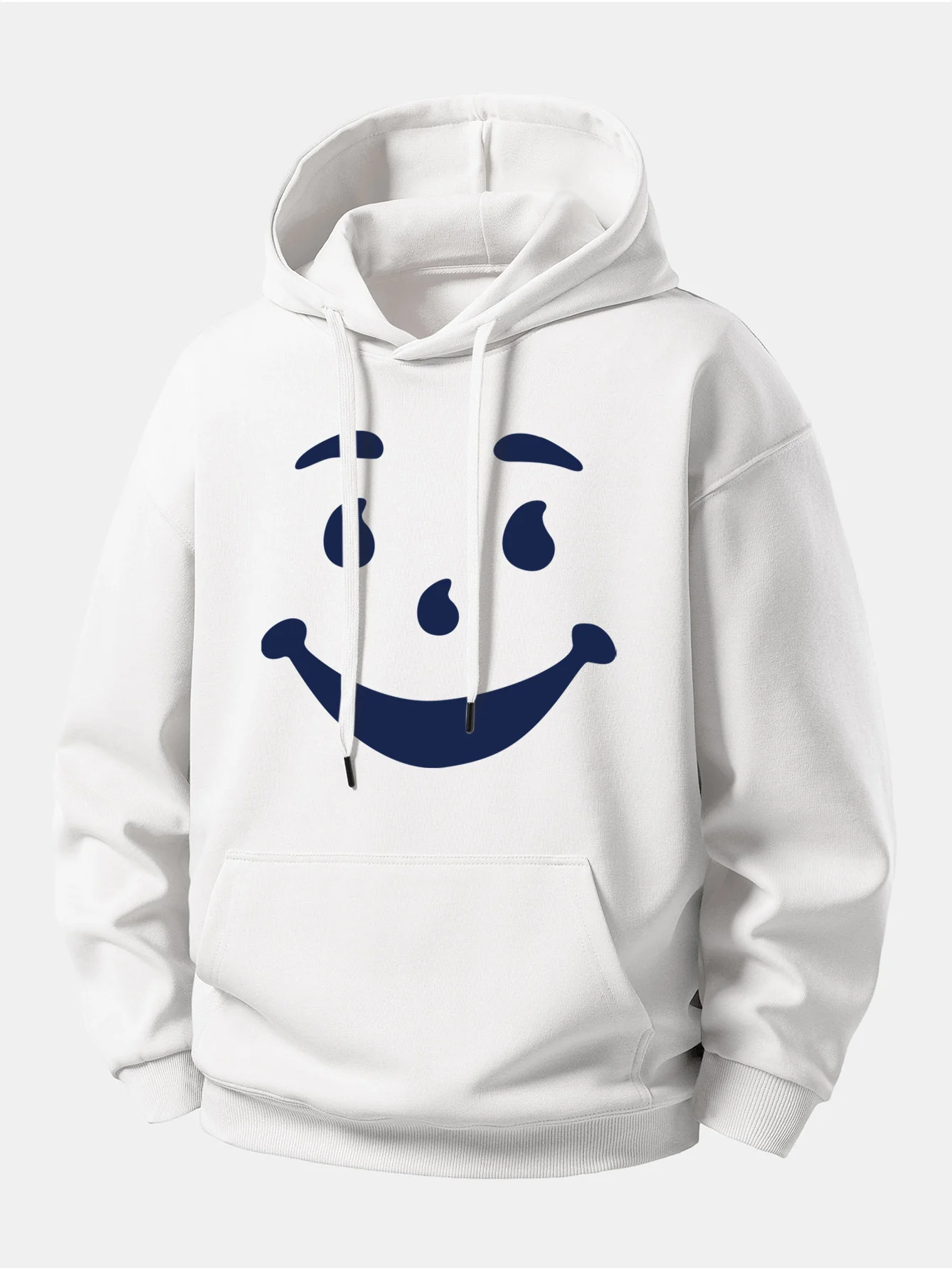 Smiley Face Print Relax Fit Hoodie - Image 2