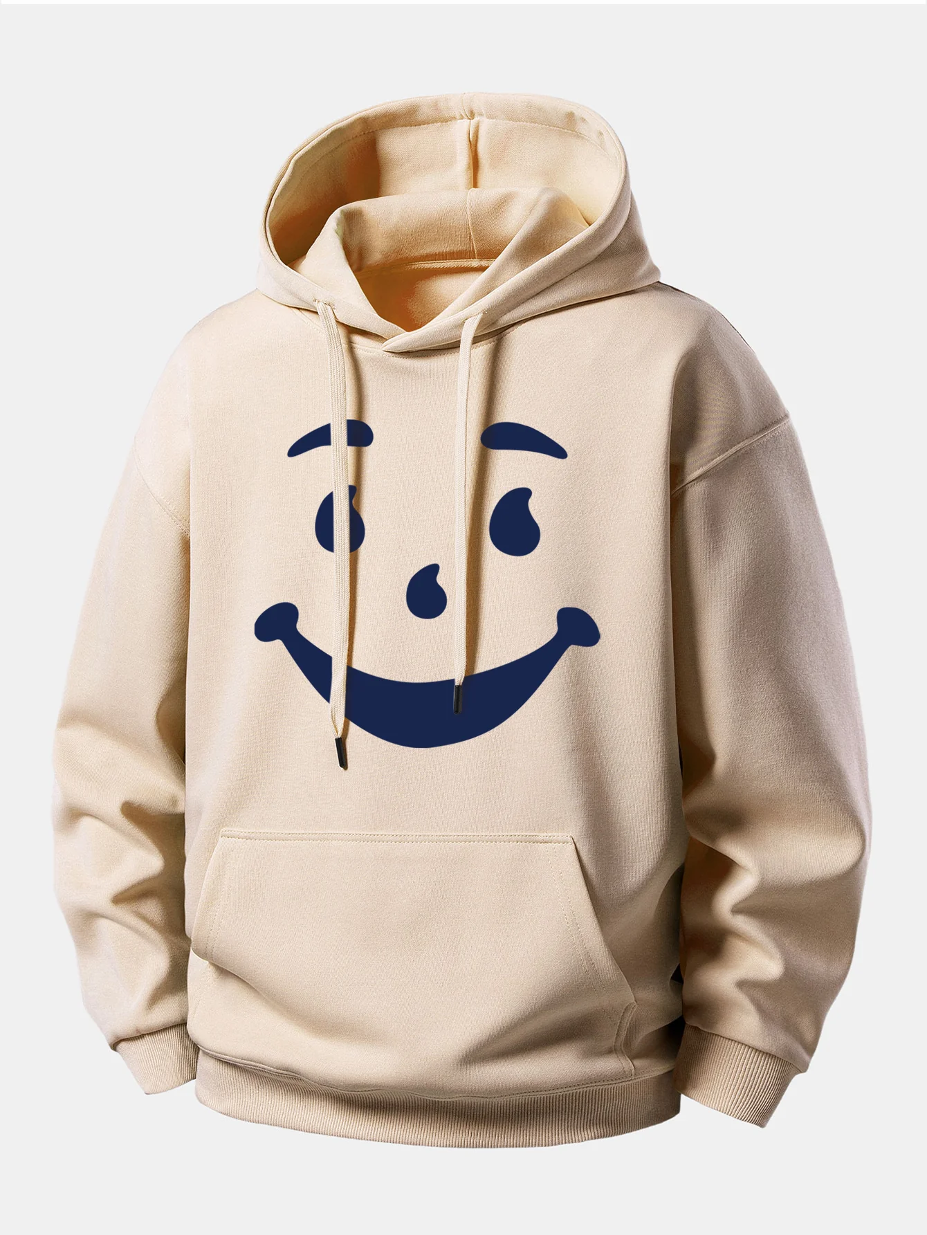 Smiley Face Print Relax Fit Hoodie - Image 3