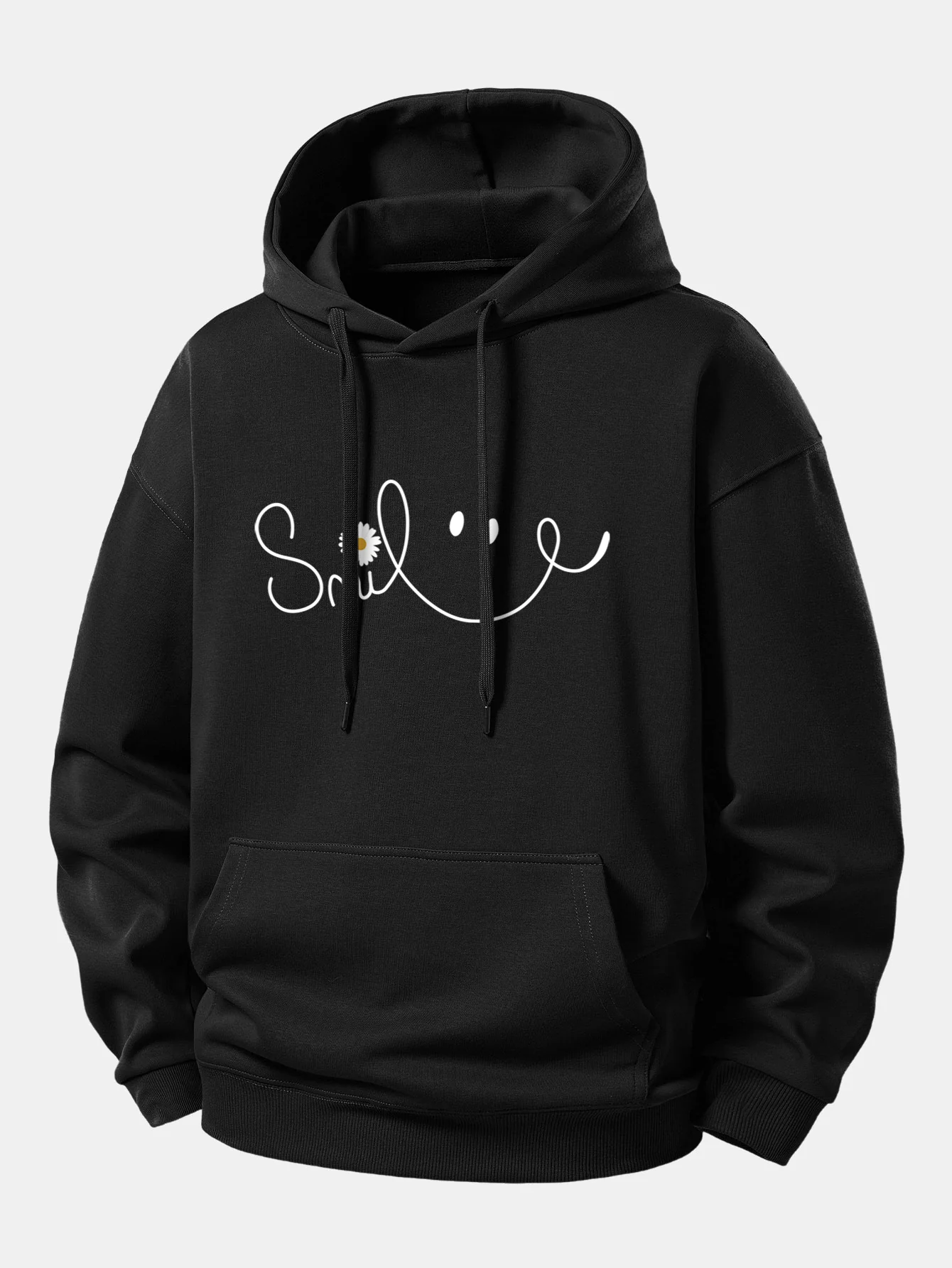 Smiley Face Print Relax Fit Hoodie - Image 5