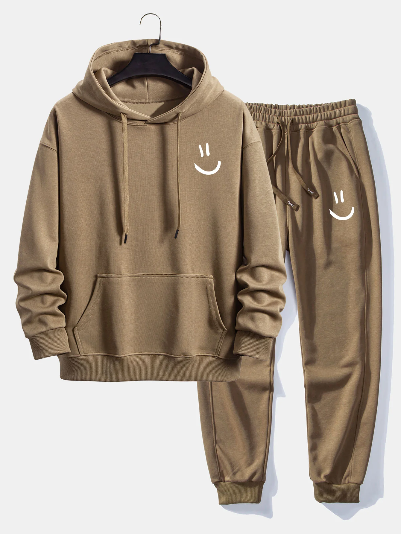 Smiley-Gesicht-Print Relaxed Fit Hoodie & Jogginghose - Image 3