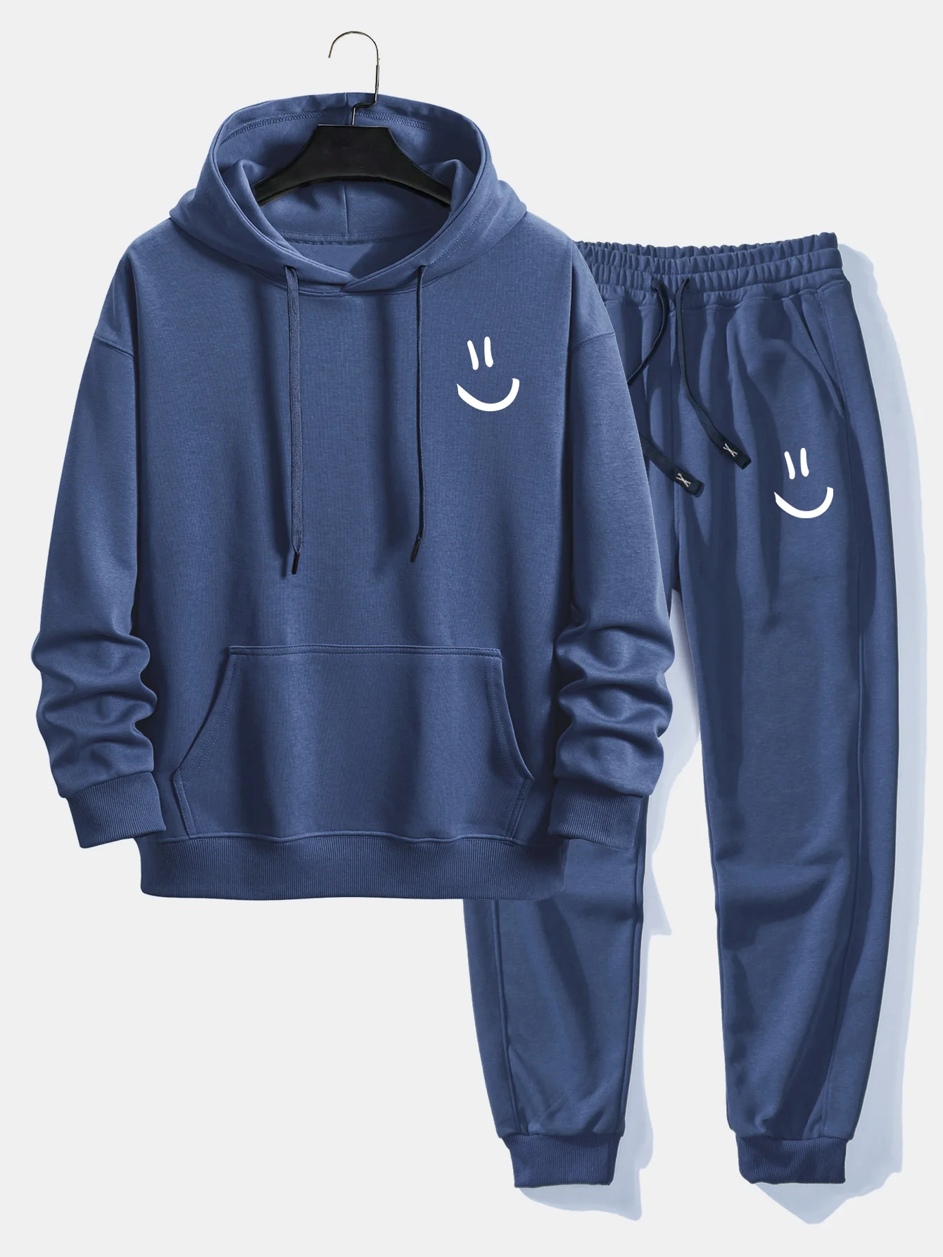 Smiley-Gesicht-Print Relaxed Fit Hoodie & Jogginghose - Image 4
