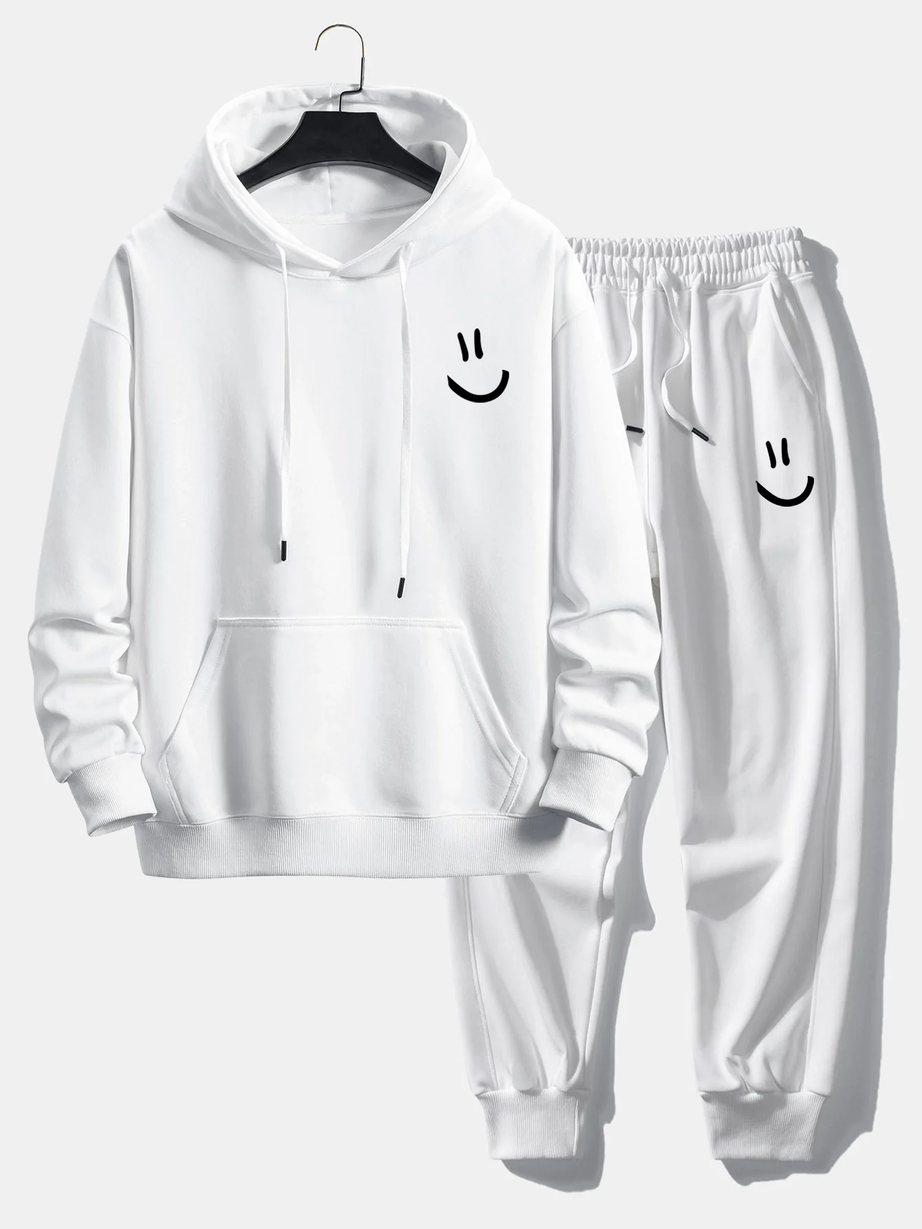 Smiley-Gesicht-Print Relaxed Fit Hoodie & Jogginghose - Image 5