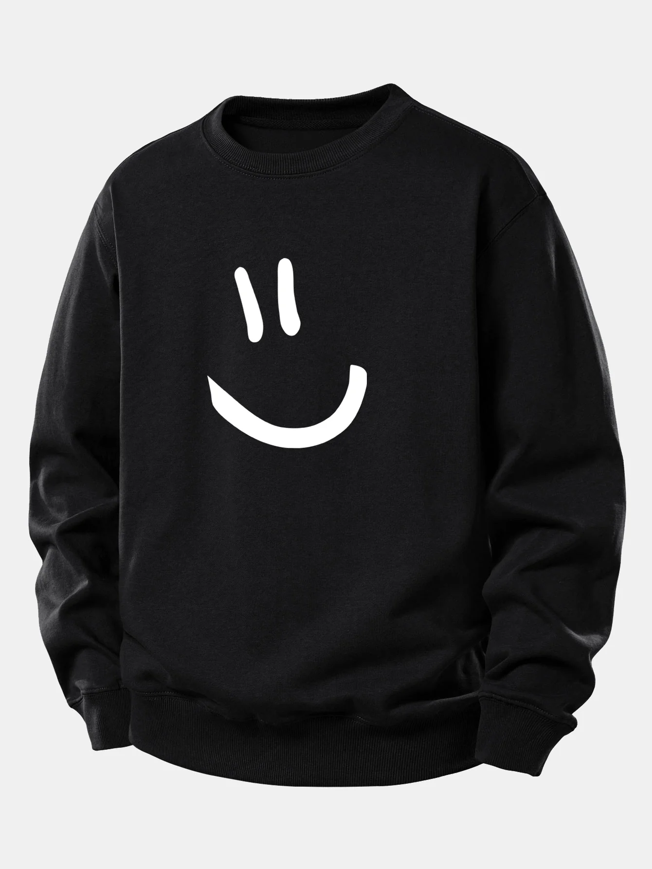 Smiley Face Print Relax Fit Sweatshirt - Image 2