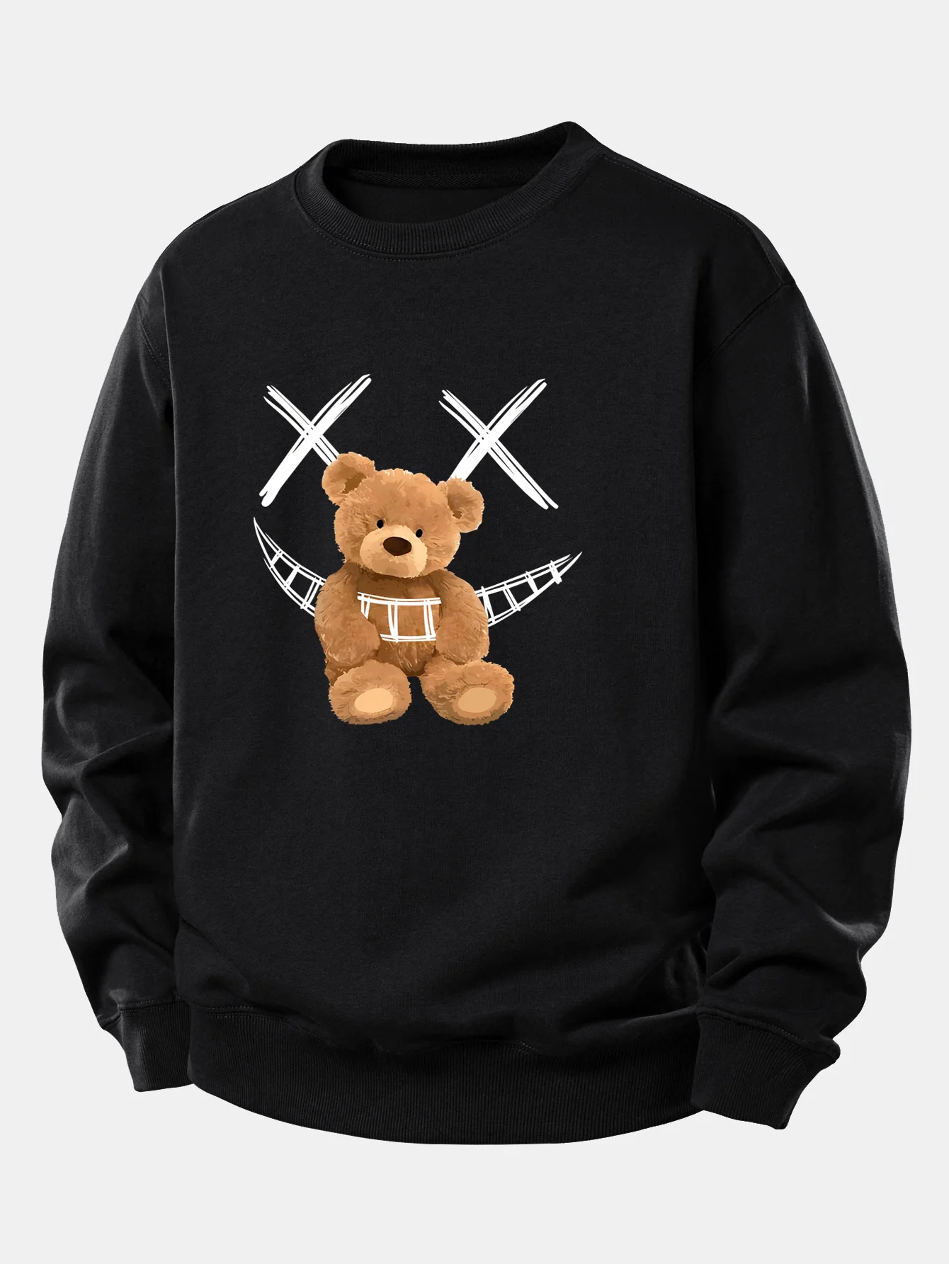 Smiley Face Teddy Bear Print Relax Fit Sweatshirt
