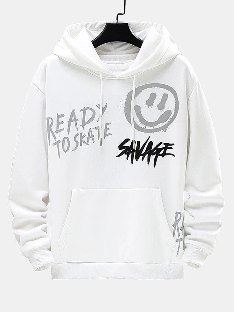 Smiley Graffiti Druck Hoodie - Image 3