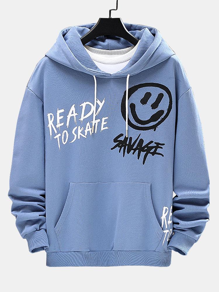 Smiley Graffiti Druck Hoodie - Image 5