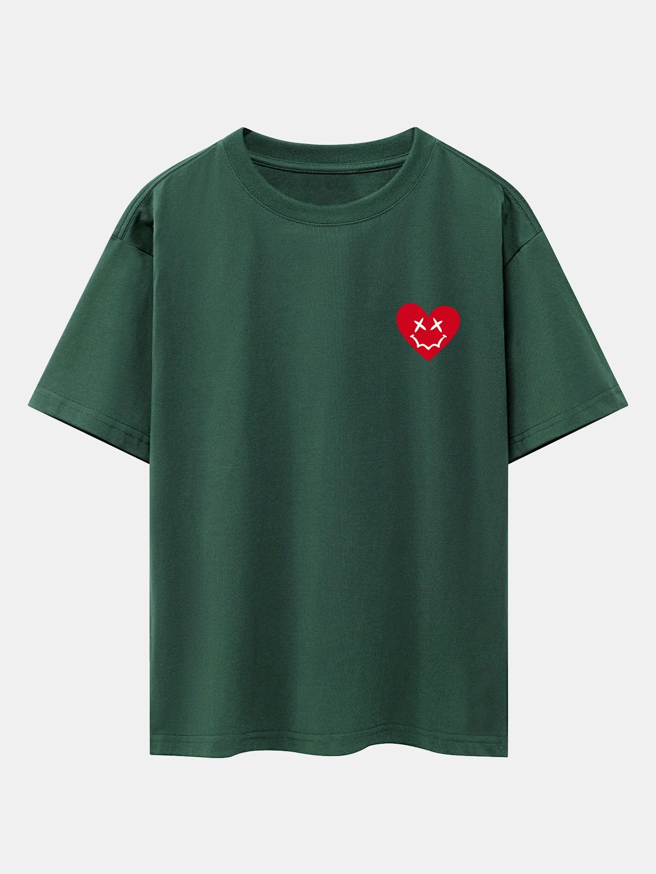 Smiley Herz Druck Drop Shoulder Oversize T-Shirt - Image 10