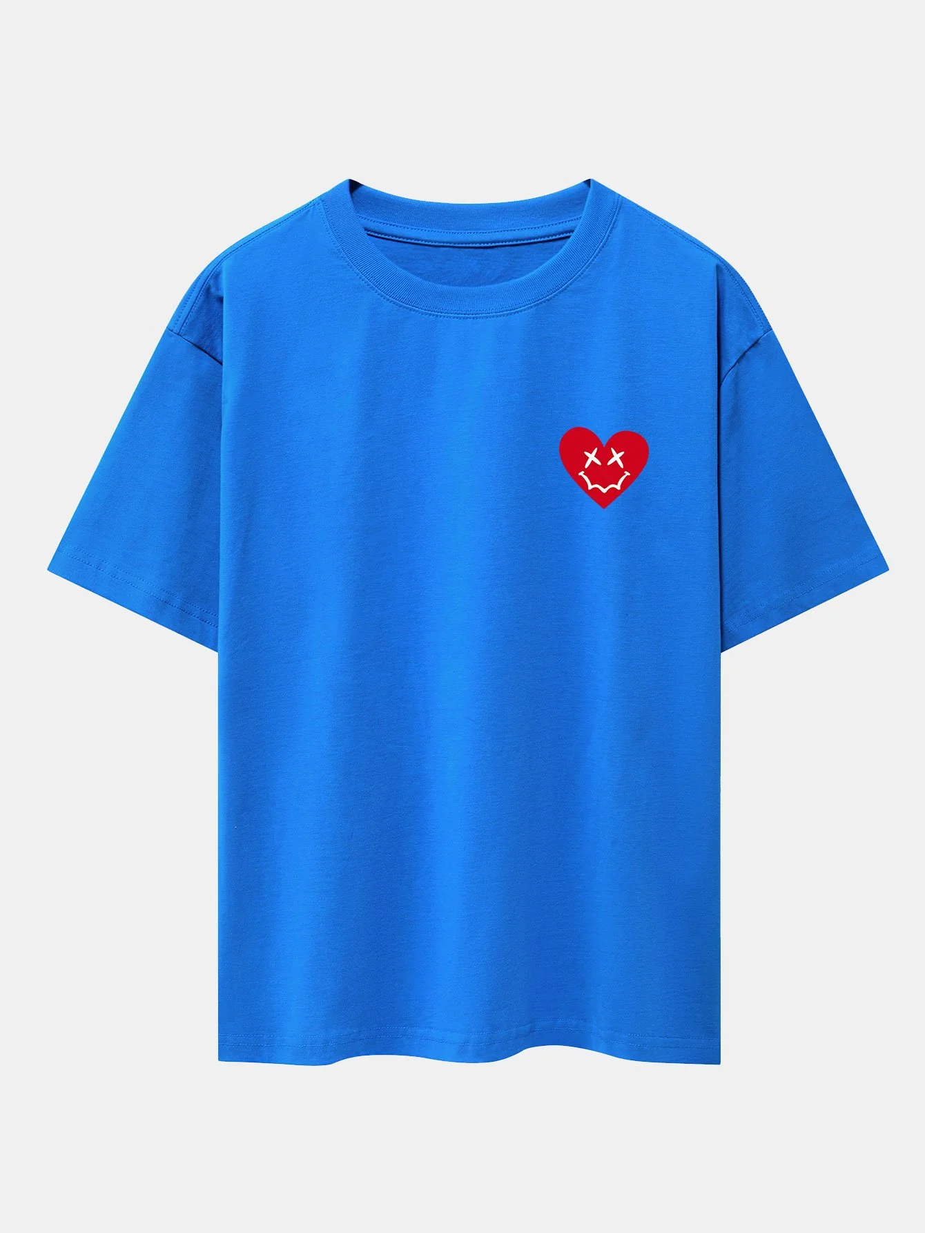 Smiley Herz Druck Drop Shoulder Oversize T-Shirt - Image 13