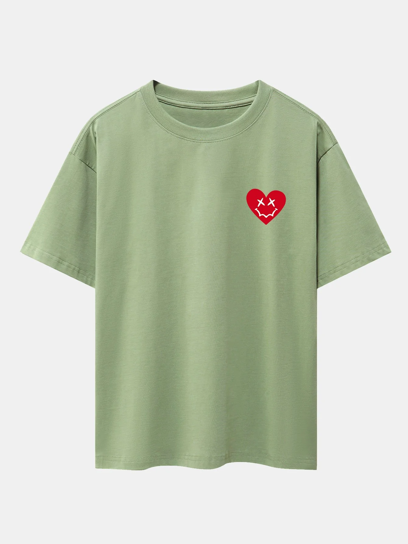 Smiley Herz Druck Drop Shoulder Oversize T-Shirt - Image 9