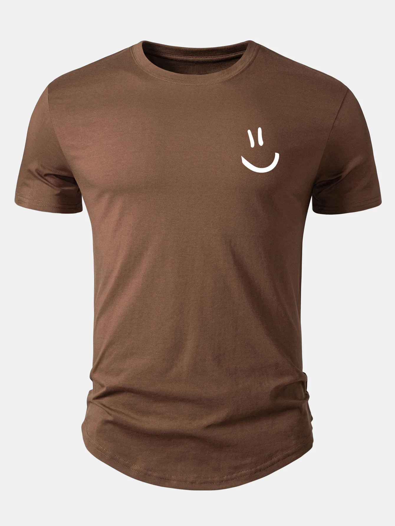 Smiley Print Cotton Arc Hem T-Shirt - Image 3