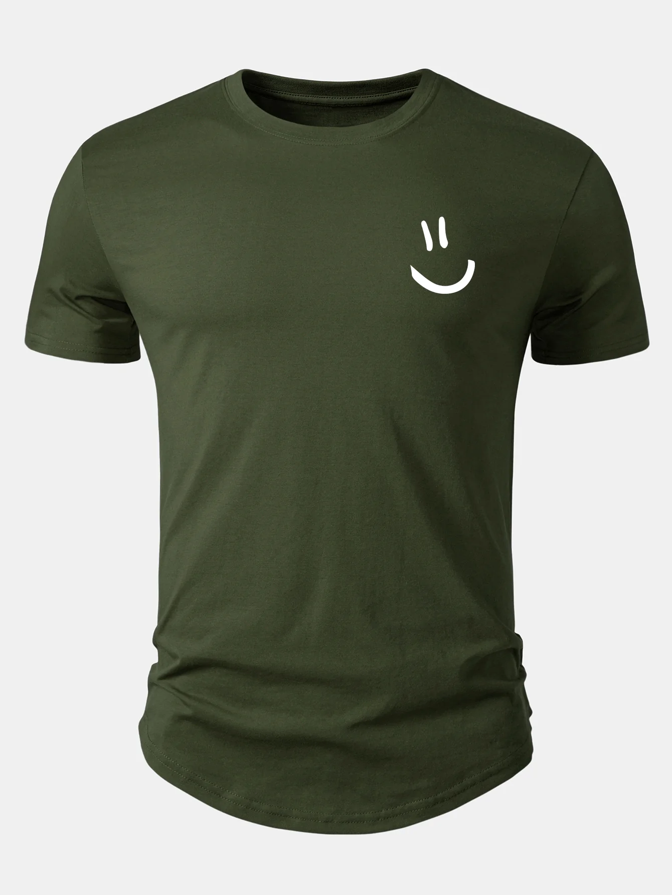 Smiley Print Cotton Arc Hem T-Shirt - Image 5