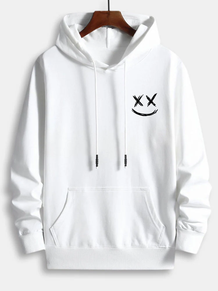 Smiley Print Baumwoll-Hoodie