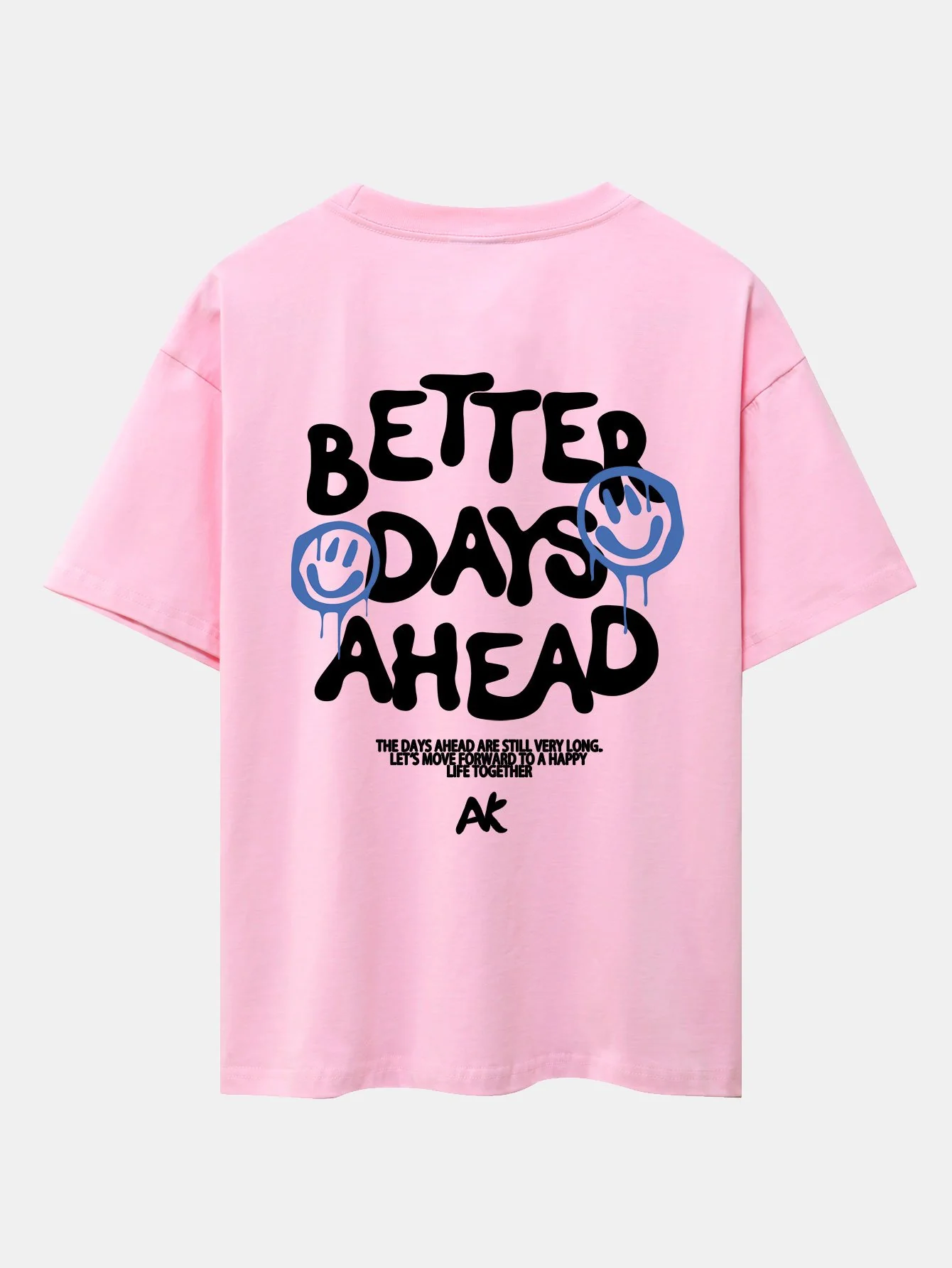 Smiley Slogan Rückenprint Drop Shoulder Oversize T-Shirt - Image 11
