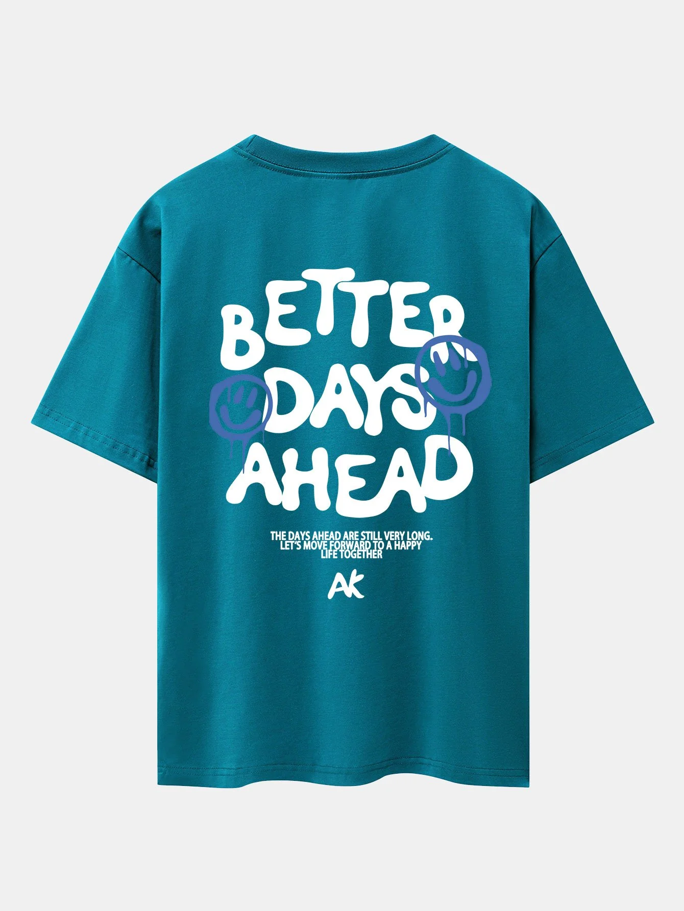 Smiley Slogan Rückenprint Drop Shoulder Oversize T-Shirt - Image 17